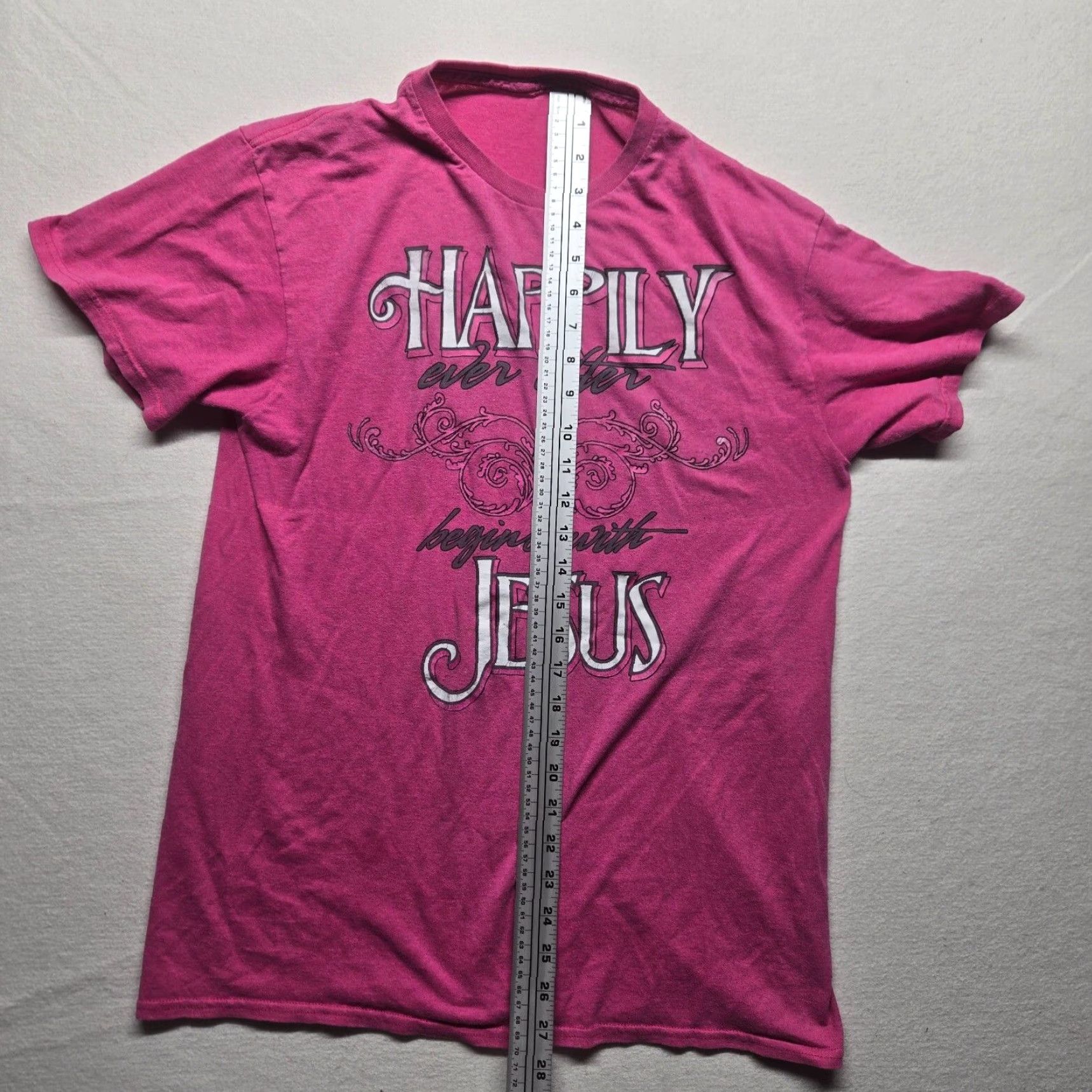 Vintage Happily ever after T-Shirt M Men's Pink Christian Religious Jesus Christ Bible Church God Graphic Tee Shirt Modern Size US M / EU 48-50 / 2 - 5 Thumbnail