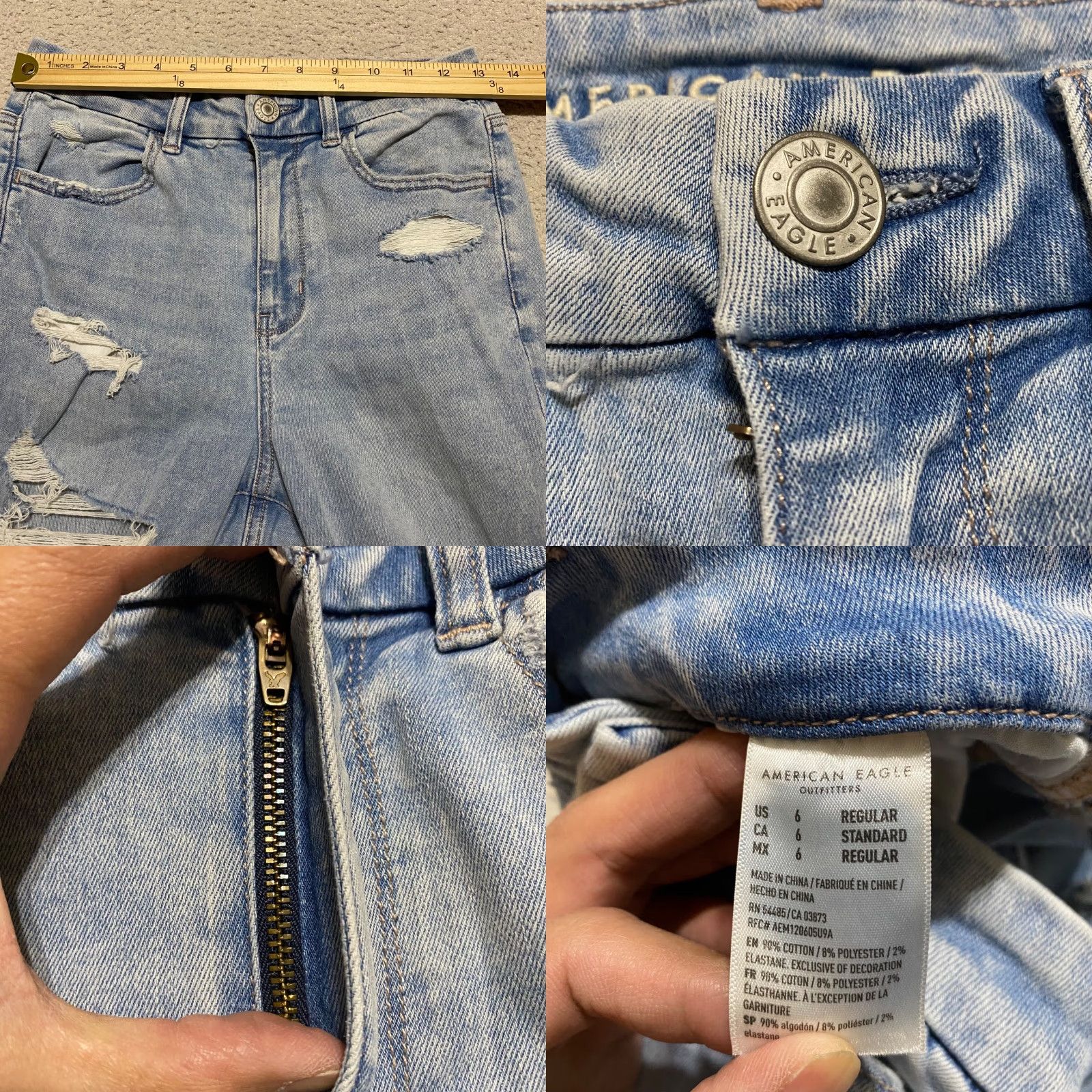 American Eagle Outfitters American Eagle Outfitters Jeans Womens 6 Blue Denim Medium Wash High Rise Jegging Distress Size 28" / US 6 / IT 42 - 8 Thumbnail