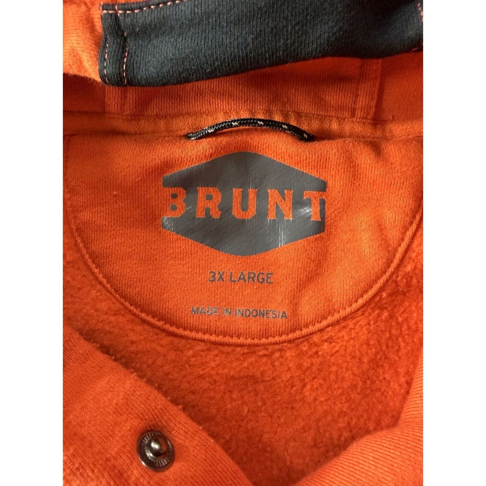 Vintage BRUNT Hoodie Mens 3XL Orange Pullover Fleece Heavyweight Hooded Long Sleeve Pockets Logo Snap Neck Deep Winter Outdoor Regular Mens Size US XXL / EU 58 / 5 - 3 Thumbnail