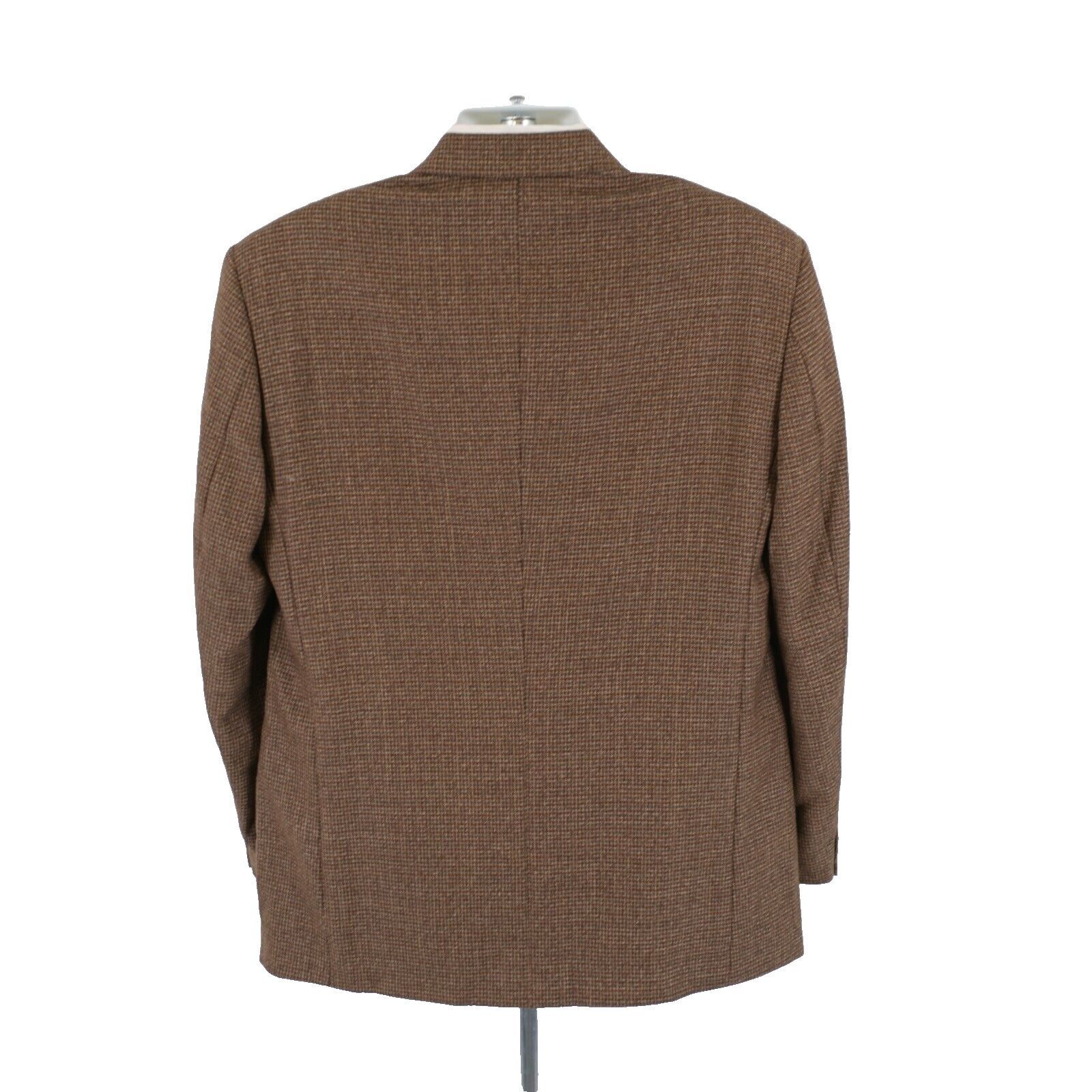 Designer Talbots Men Brown Tan Gray Check Tweed Wool 3 Button Sport C Size 42R - 6 Thumbnail