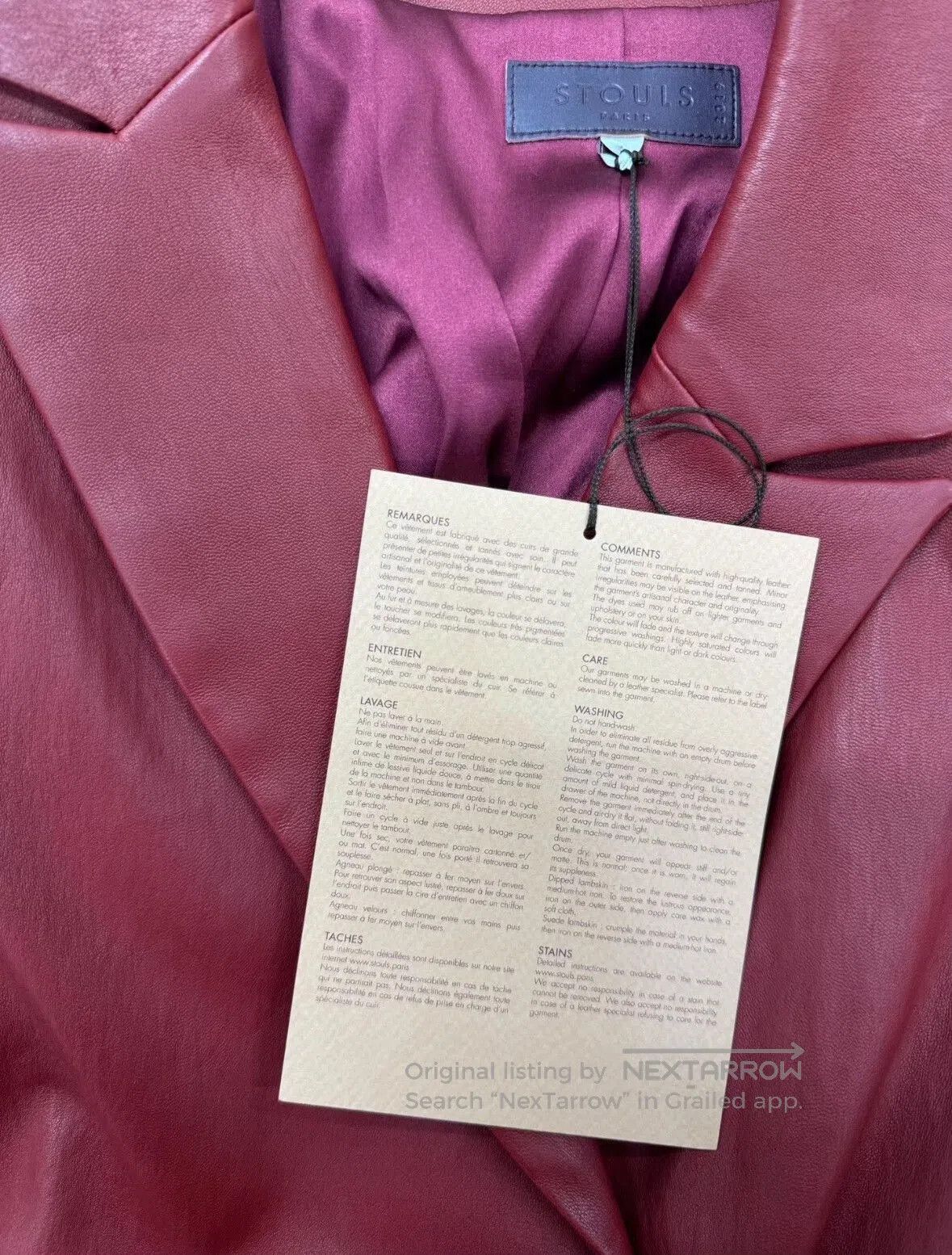 Pierre Balmain Burgundy Leather Suit Jacket for Women. Size XS / US 0-2 / IT 36-38 - 5 Thumbnail