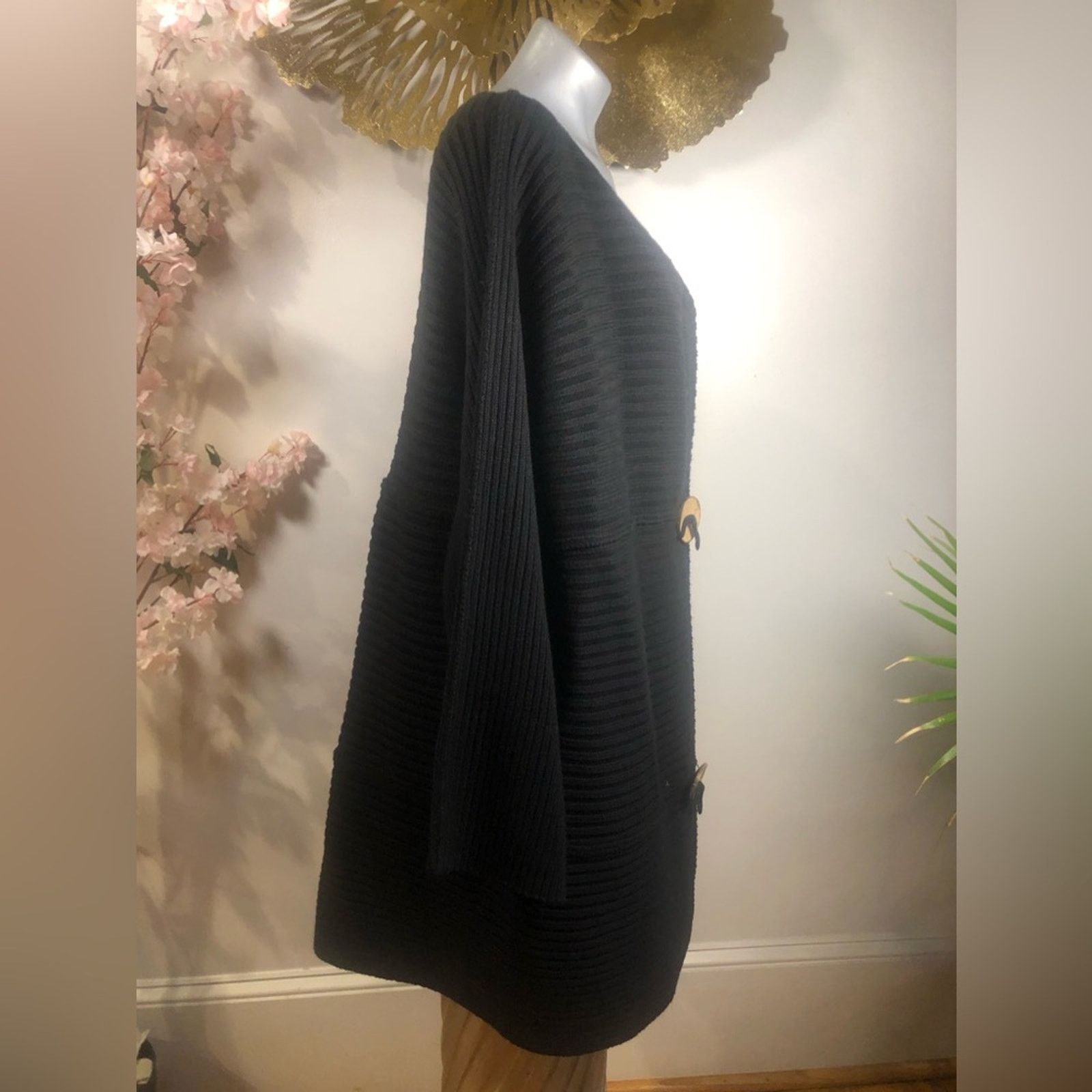 NBDN Nobrandedon Cardigan sweater woven in black wood buttons Size XL / US 12-14 / IT 48-50 - 2 Thumbnail