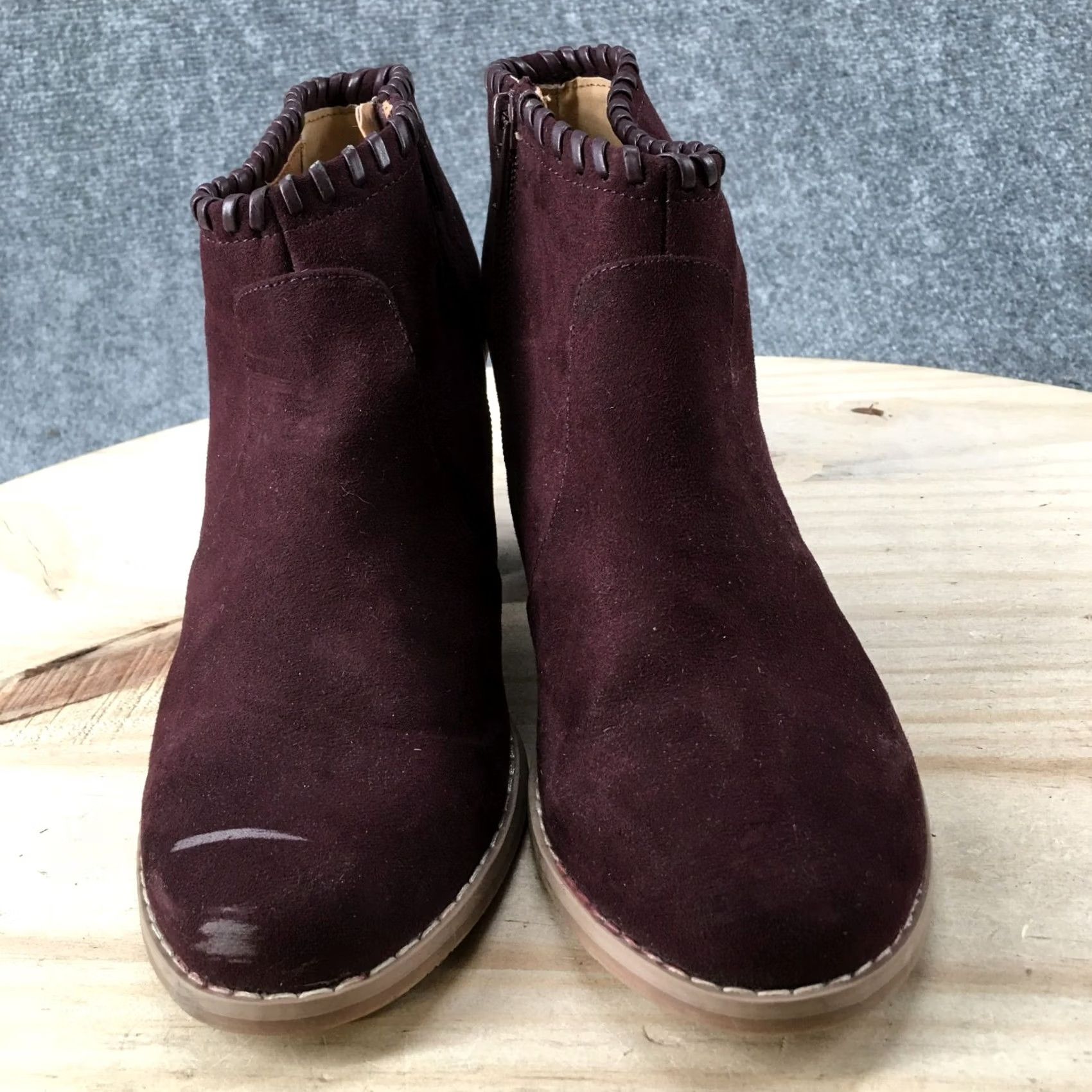 Dolce Vita Dolce Vita Boots Womens 8.5 Ankle Booties Burgundy Fabric Side Zip Heeled Size US 9 / IT 39 - 4 Thumbnail