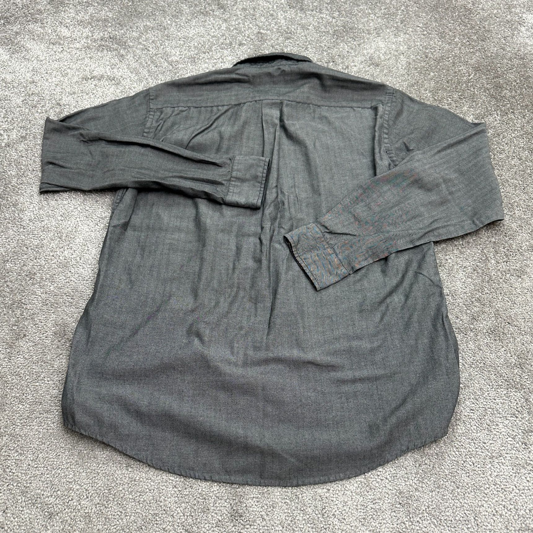 Joseph Abboud Joseph Abboud Dress Shirt Large Gray Button-Down Long Sleeve Cotton Workwear Mens L Gray/Charcoal 44in Chest 29in Length Regular Fit Size 42R - 2 Thumbnail