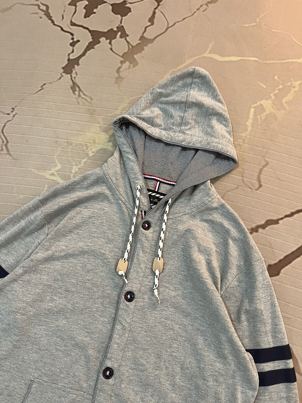 Japanese Brand Nota Bene Stripe Sleeve Button Hoodie Japan Size US M / EU 48-50 / 2 - 2 Thumbnail