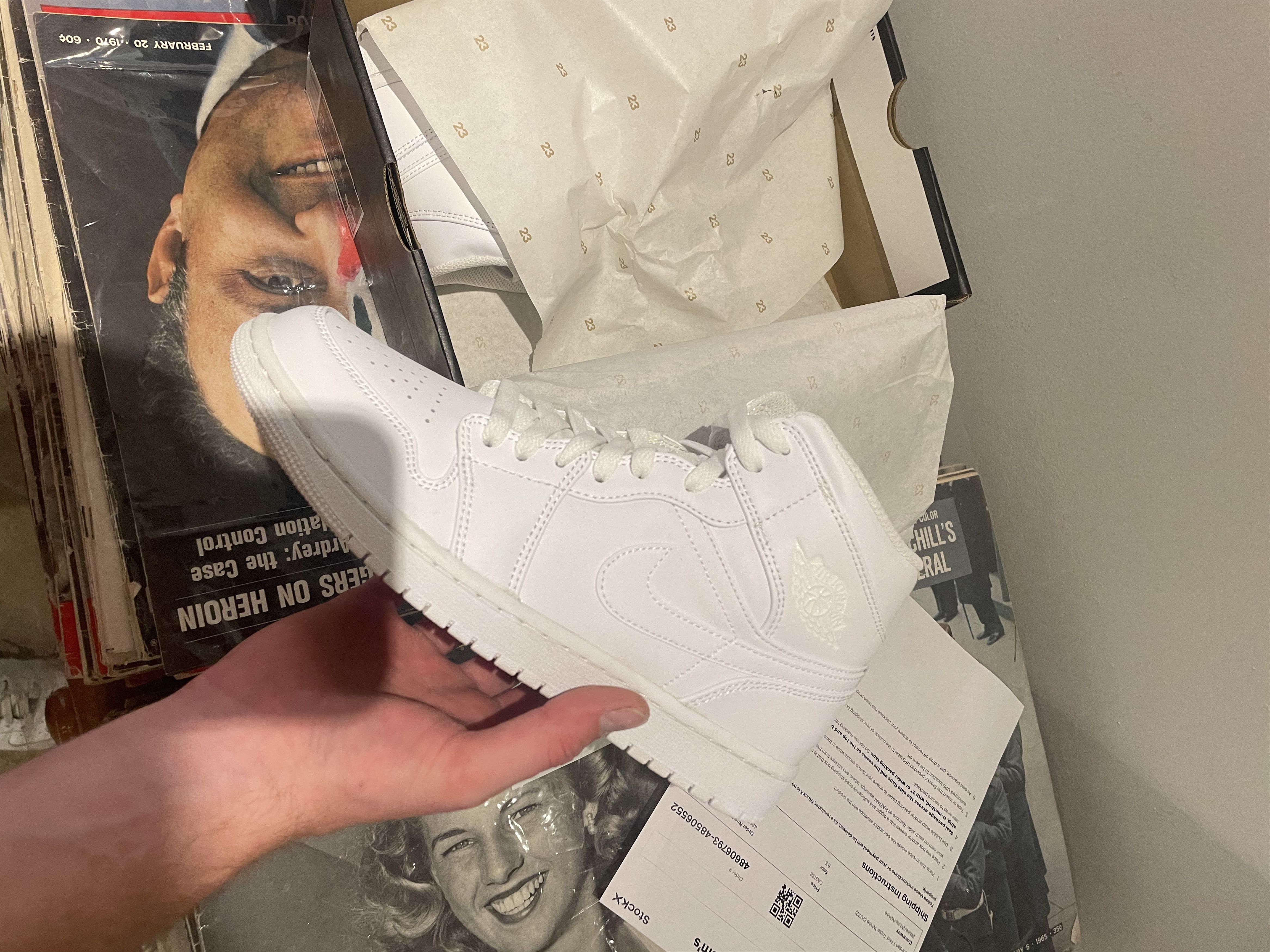 Jordan Brand Air Jordan 1 Mid Triple White Size US 8.5 / EU 41-42 - 1 Thumbnail