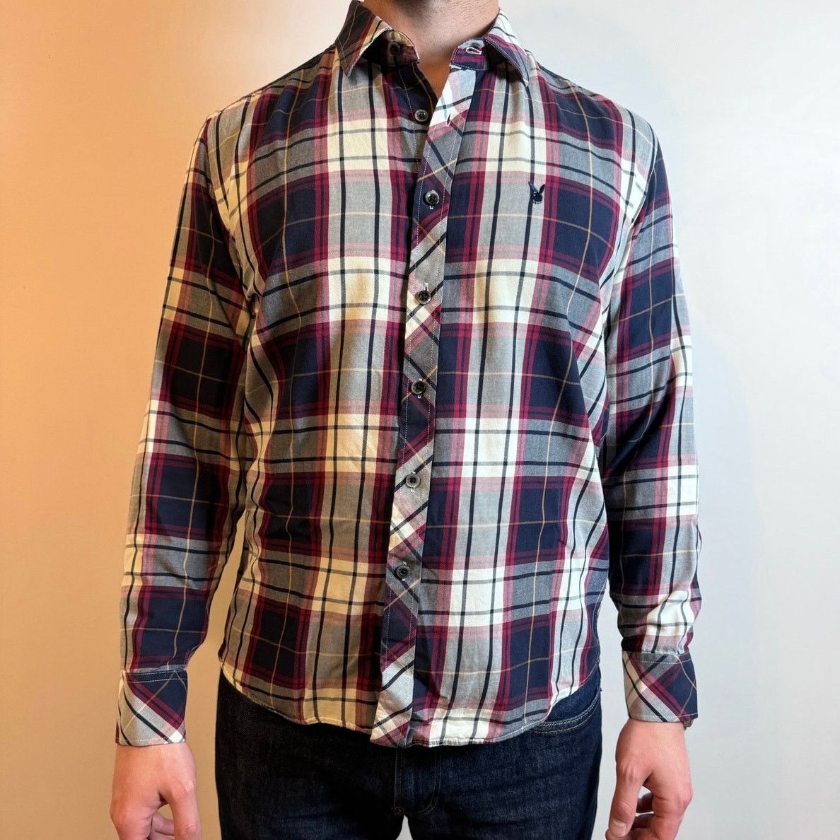 Playboy Playboy Blue Plaid Button Down Shirt - Size M Size US M / EU 48-50 / 2 - 1 Thumbnail