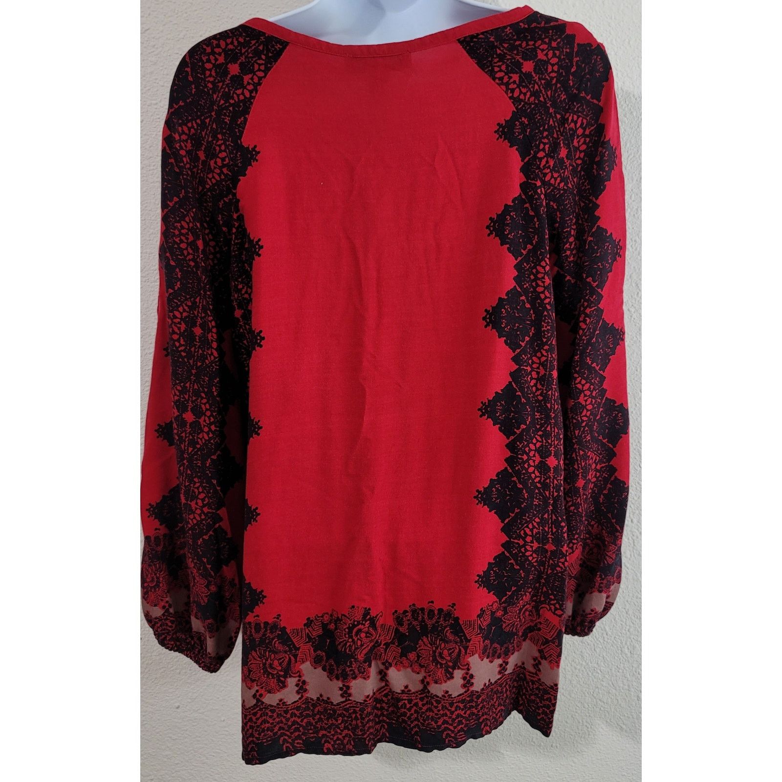 Other Vintage America Red Black Cold Shoulder Boho Peasant Top M Size M / US 6-8 / IT 42-44 - 4 Thumbnail