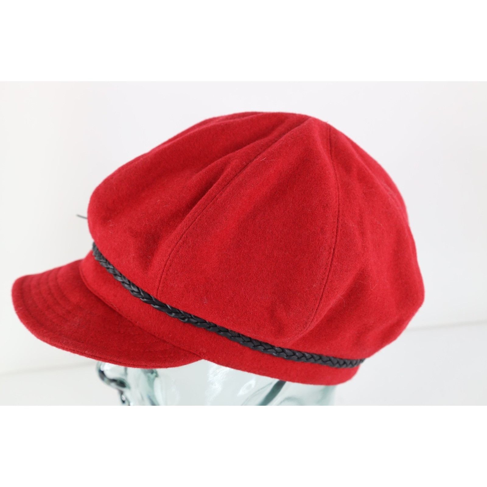 Vintage Vintage 90s Babydoll Braided Leather Wool Newsboy Hat Cap Size ONE SIZE - 3 Thumbnail
