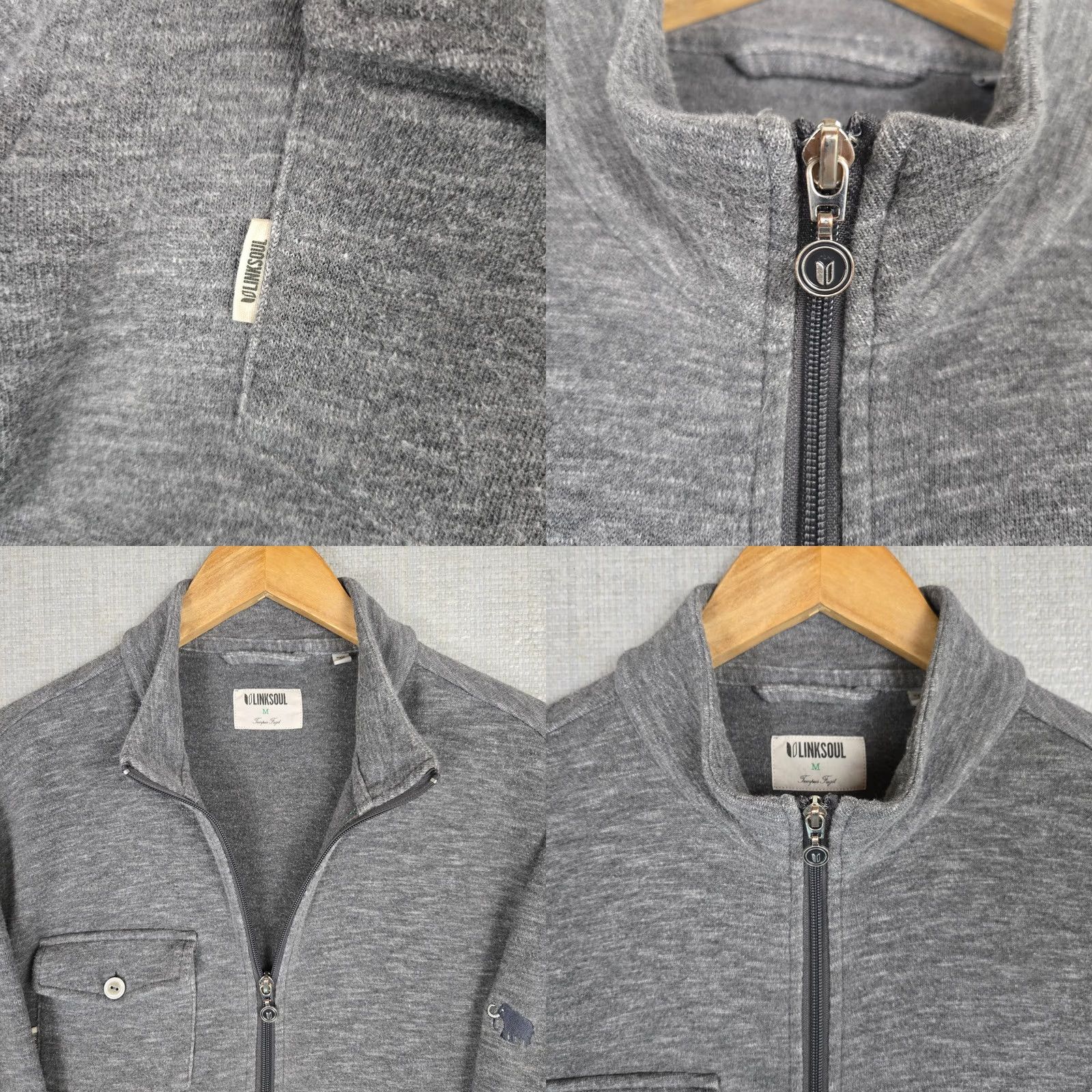 Vintage Linksoul Mens Full Zip Jacket Sweatshirt/Cotton Blend Outdoor Golf Casual Full Zip Front Pockets Gray M/LinK Soul Mammoth Dunes Sand Valley Wisconsin Size US M / EU 48-50 / 2 - 9 Thumbnail
