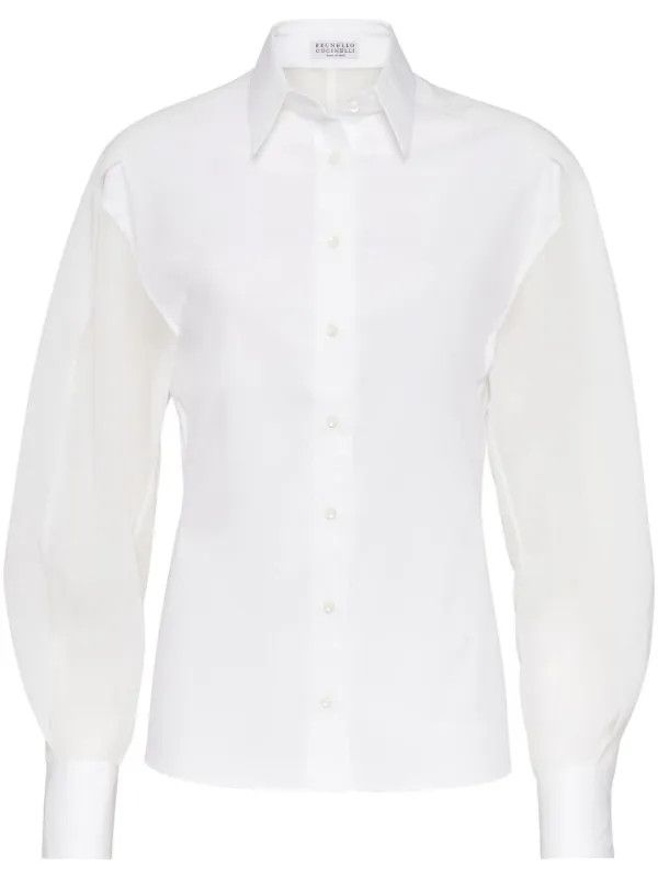Brunello Cucinelli o1la1rc1a0425 Blouse in White Size S / US 4 / IT 40 - 1 Thumbnail