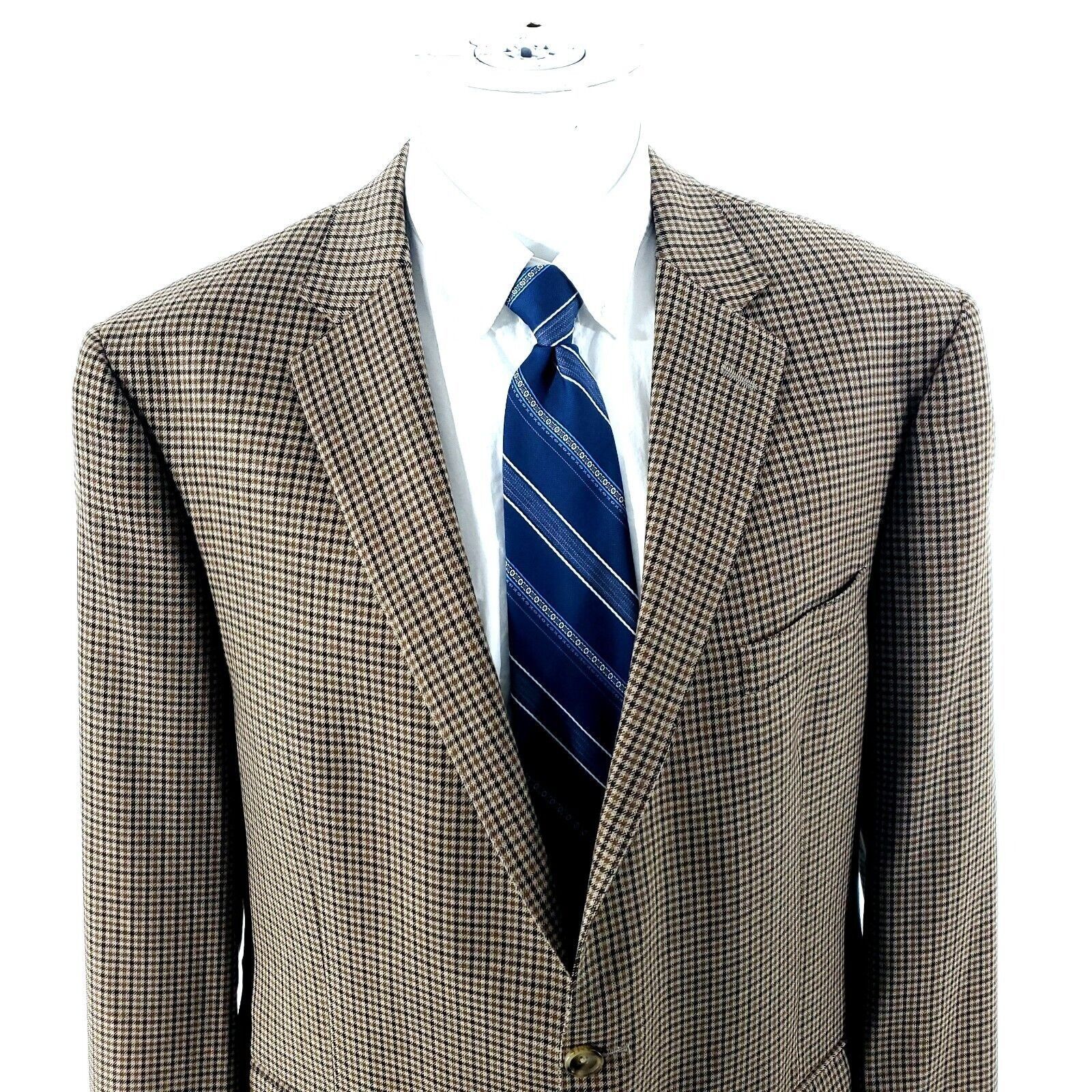 Hart Schaffner Marx Hart Schaffner Marx Wool 2 Button Sport Coat 46R Brown Plaid Size 46R - 1 Thumbnail
