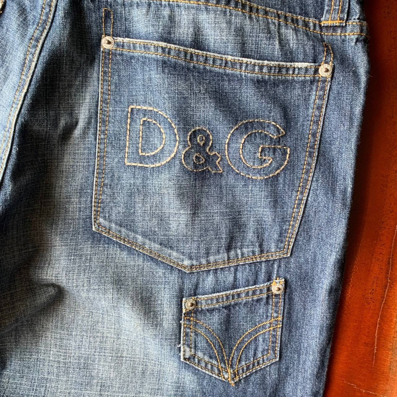 Dolce & Gabbana Vintage Dolce & Gabbana D&G Y2K Embroidery Blue Denim Pants Size US 35 - 5 Thumbnail