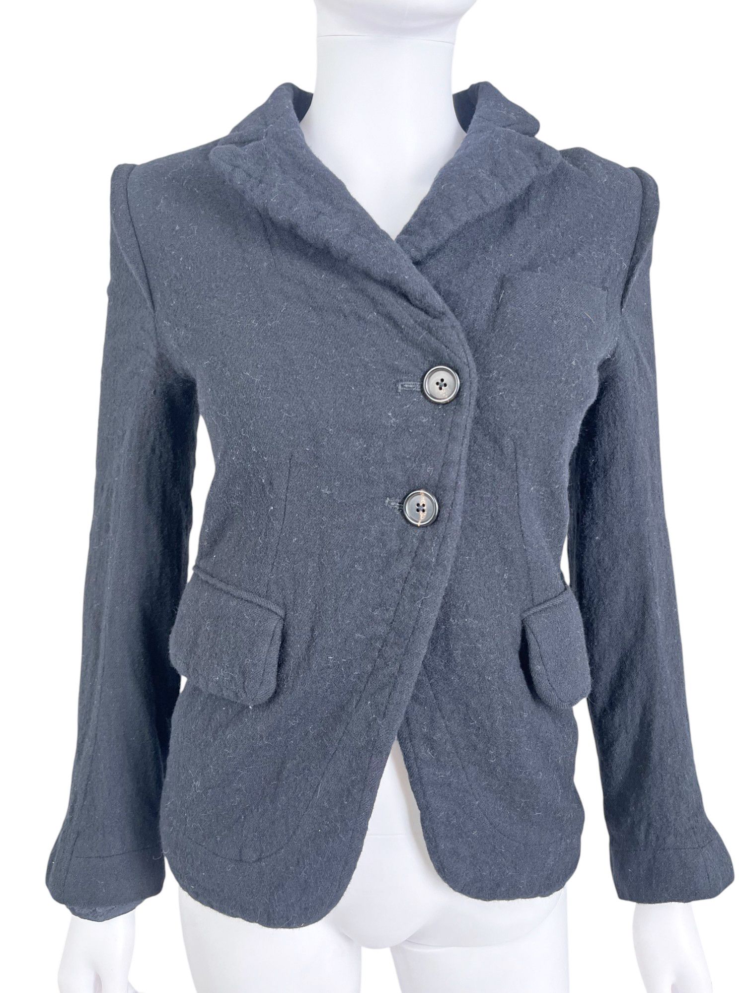 Ann Demeulemeester Asymmetric Black Wool Blazer Size S / US 4 / IT 40 - 3 Thumbnail