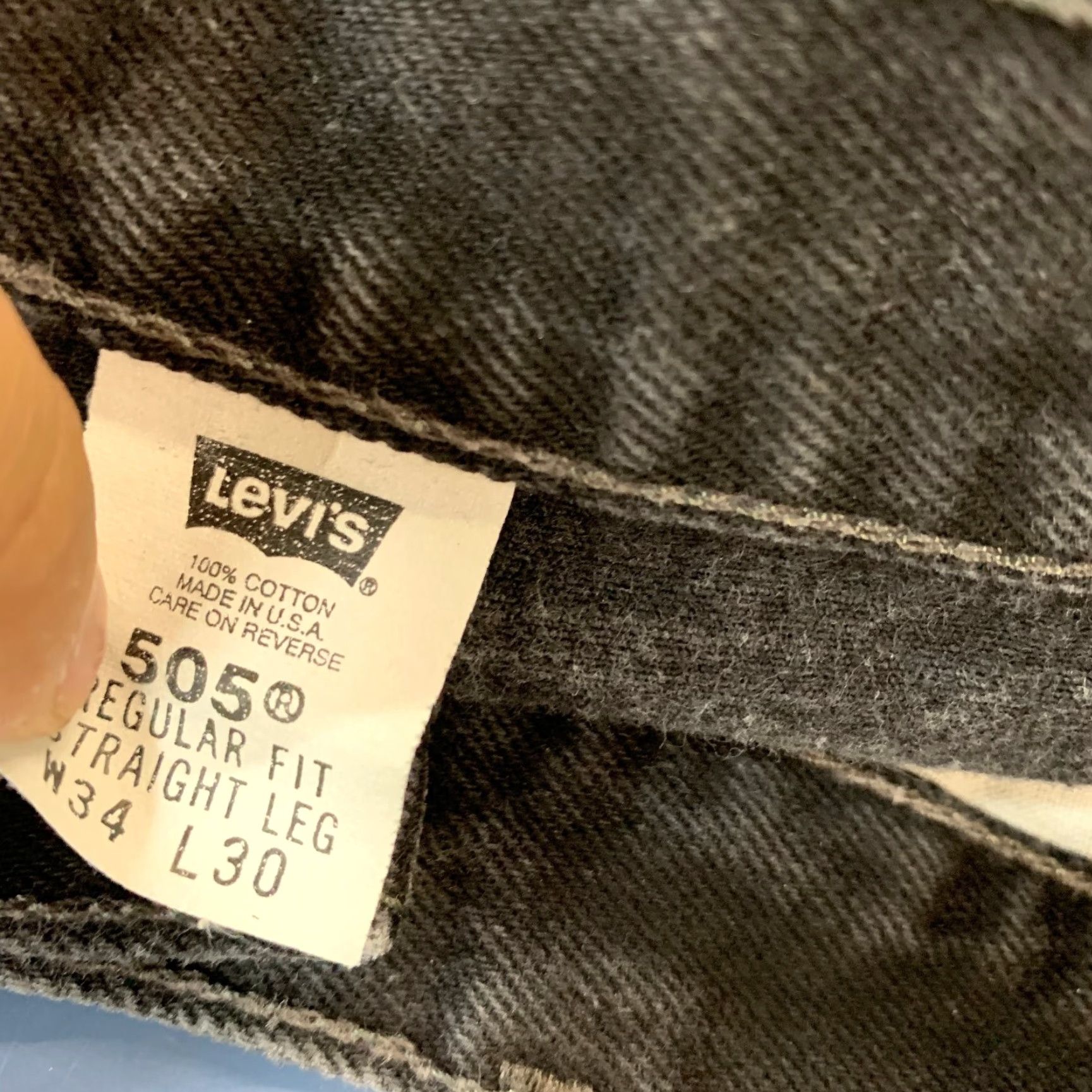 Levi's VINTAGE Levi's 505 Jeans Mens 32x29 Regular Straight 90s Made USA White Denim 5-Pocket Mens jeans Size US 32 / EU 48 - 3 Thumbnail