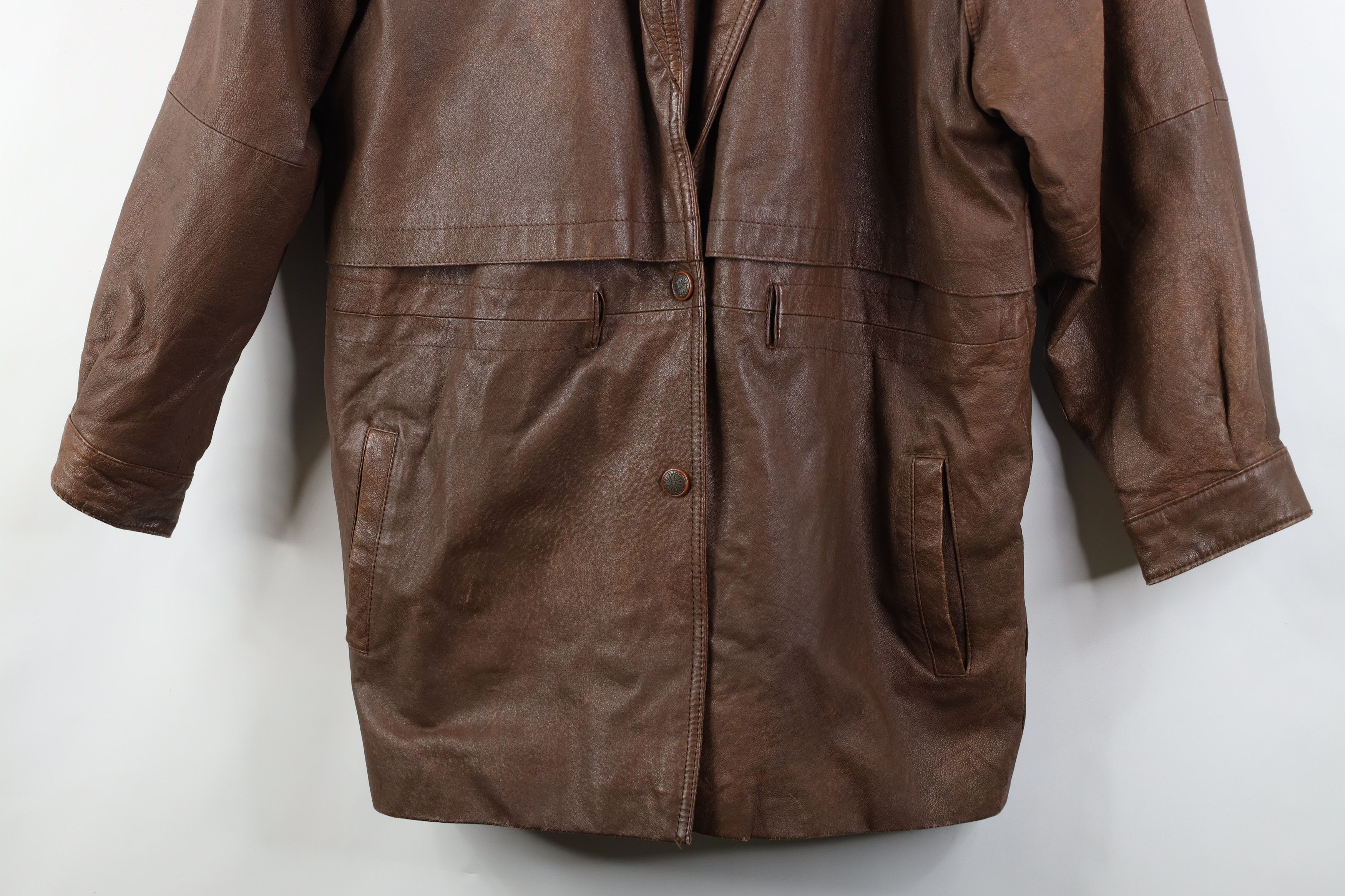 Vintage Vintage 90s Streetwear Leather Lined Jacket Coat Brown Size M / US 6-8 / IT 42-44 - 3 Thumbnail