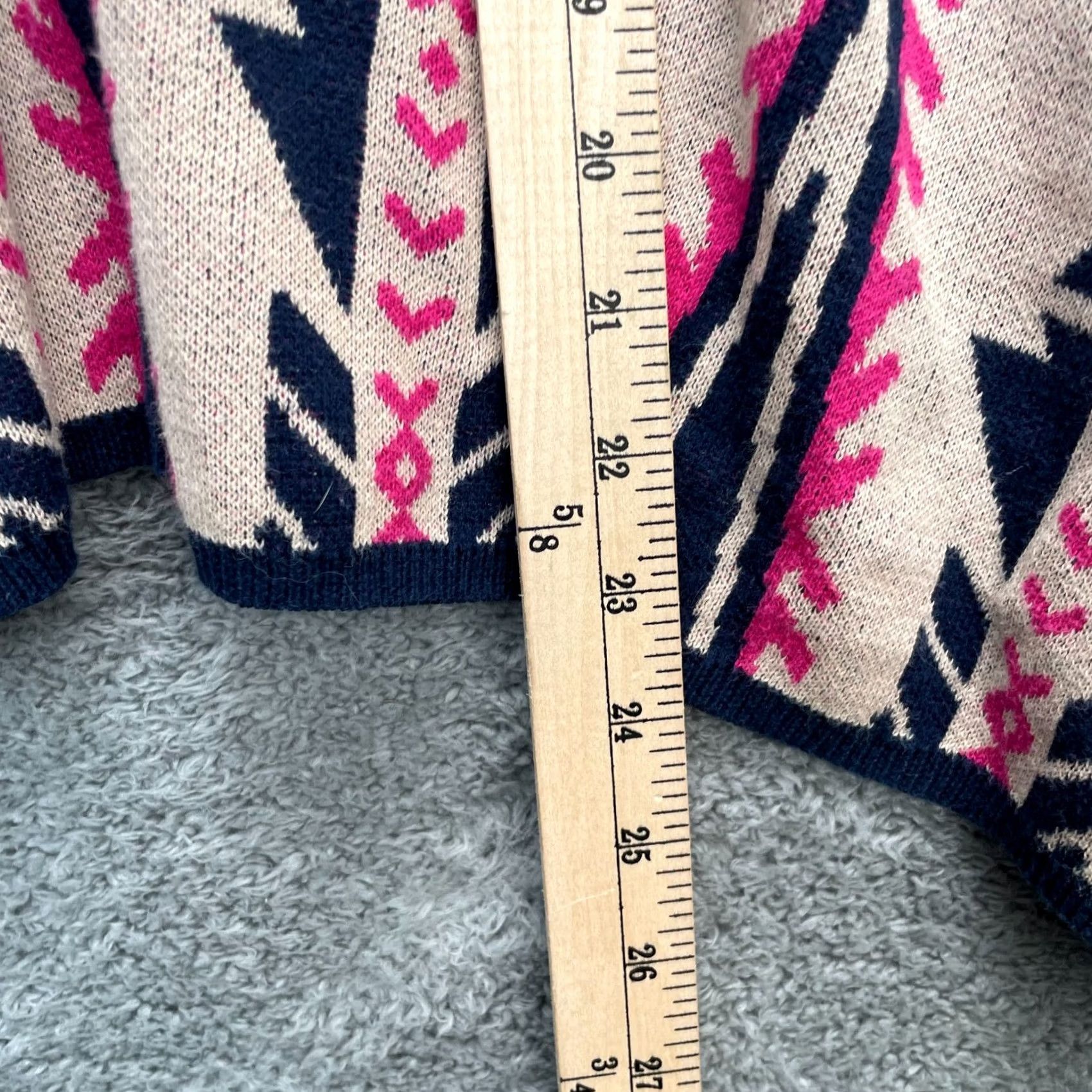 Pinko Flying Tomato Sweater Womens Large Beige Pink Poncho Aztec Print Cotton Shawl Cardigan Casual Fall Winter Size L / US 10 / IT 46 - 6 Thumbnail
