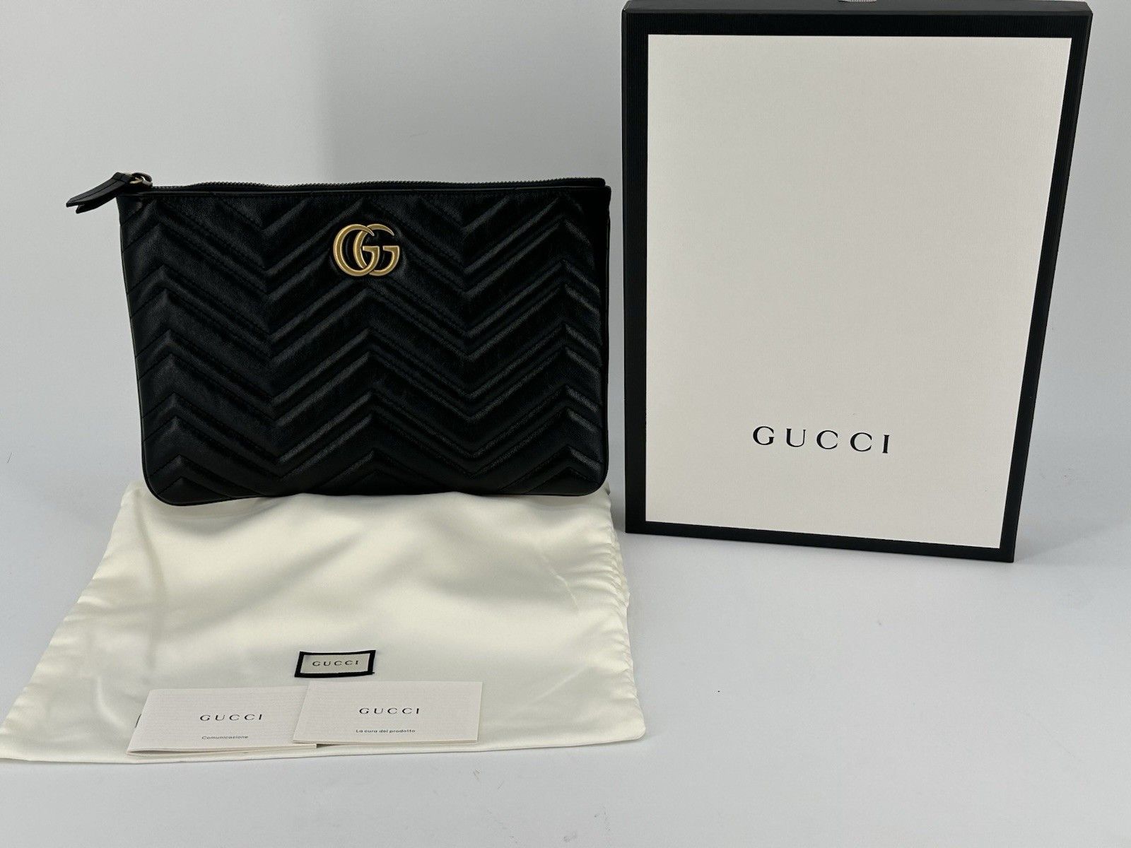 Gucci New Gucci Marmont Clutch Black Leather Size ONE SIZE - 2 Thumbnail
