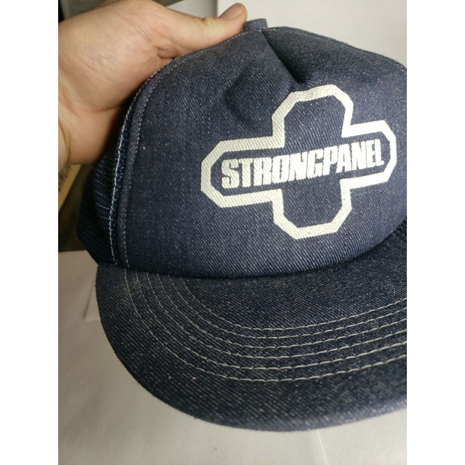 Other 80s 90s Strongpanel Trucker Hat Farm Ranch Build Denim Like Size ONE SIZE - 2 Thumbnail