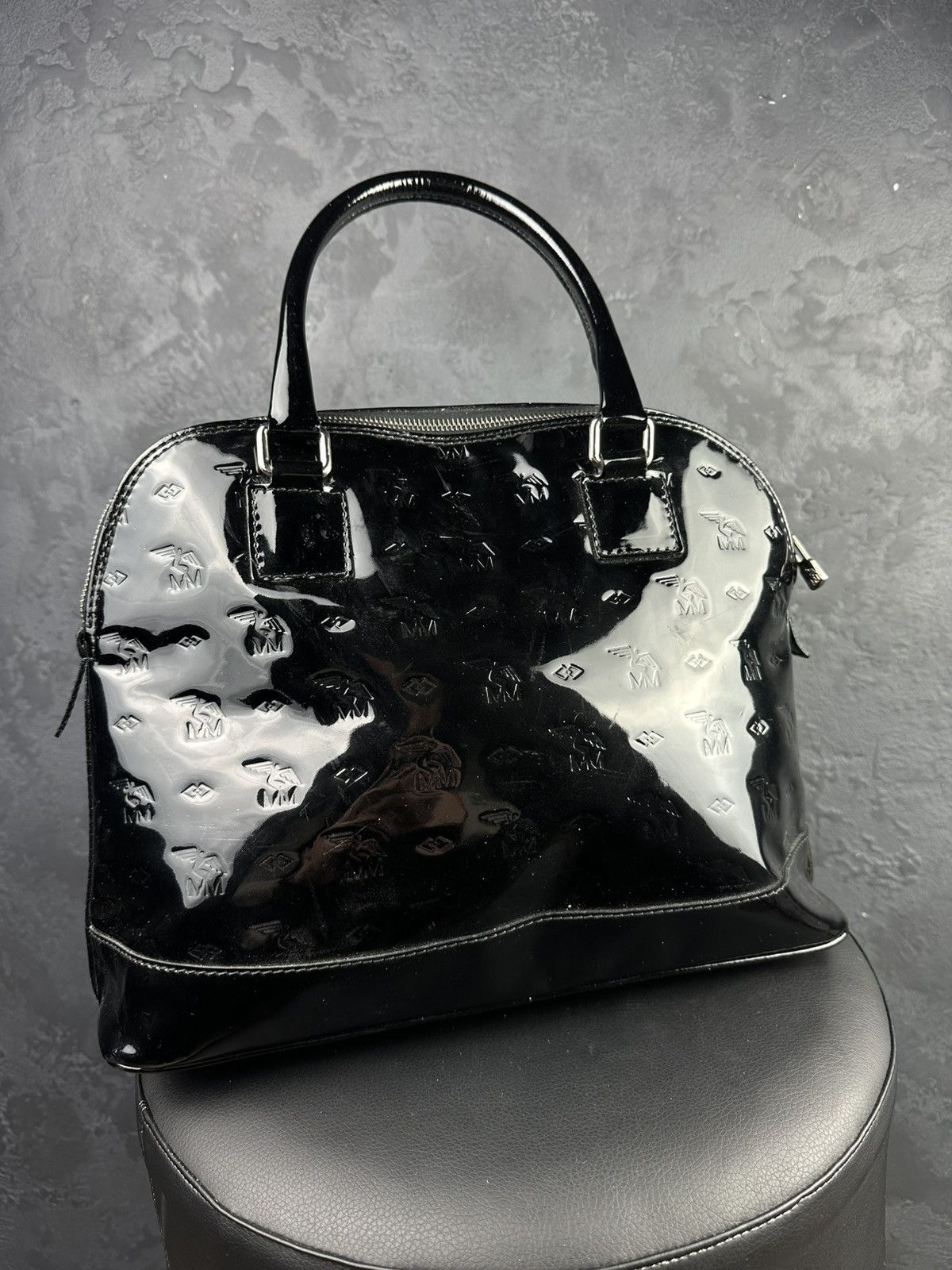 Designer × Maison Mollerus Maison Mollerus Black Patent Leather Shoulder Bag Size ONE SIZE - 3 Thumbnail