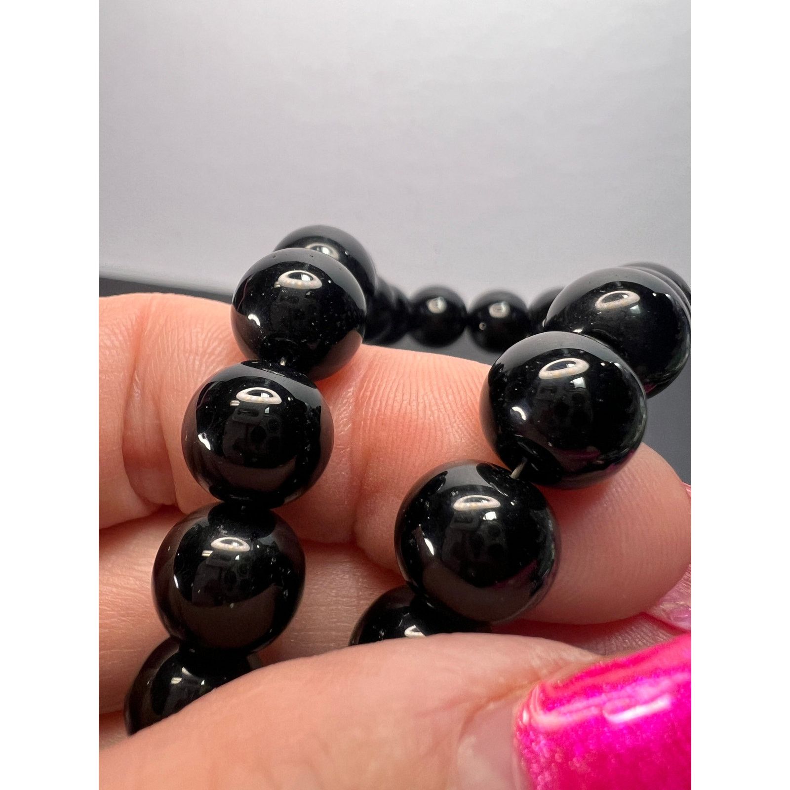 Other 10mm Black Onyx necklace with sterling silver clasp *NEW* Size ONE SIZE - 10 Thumbnail