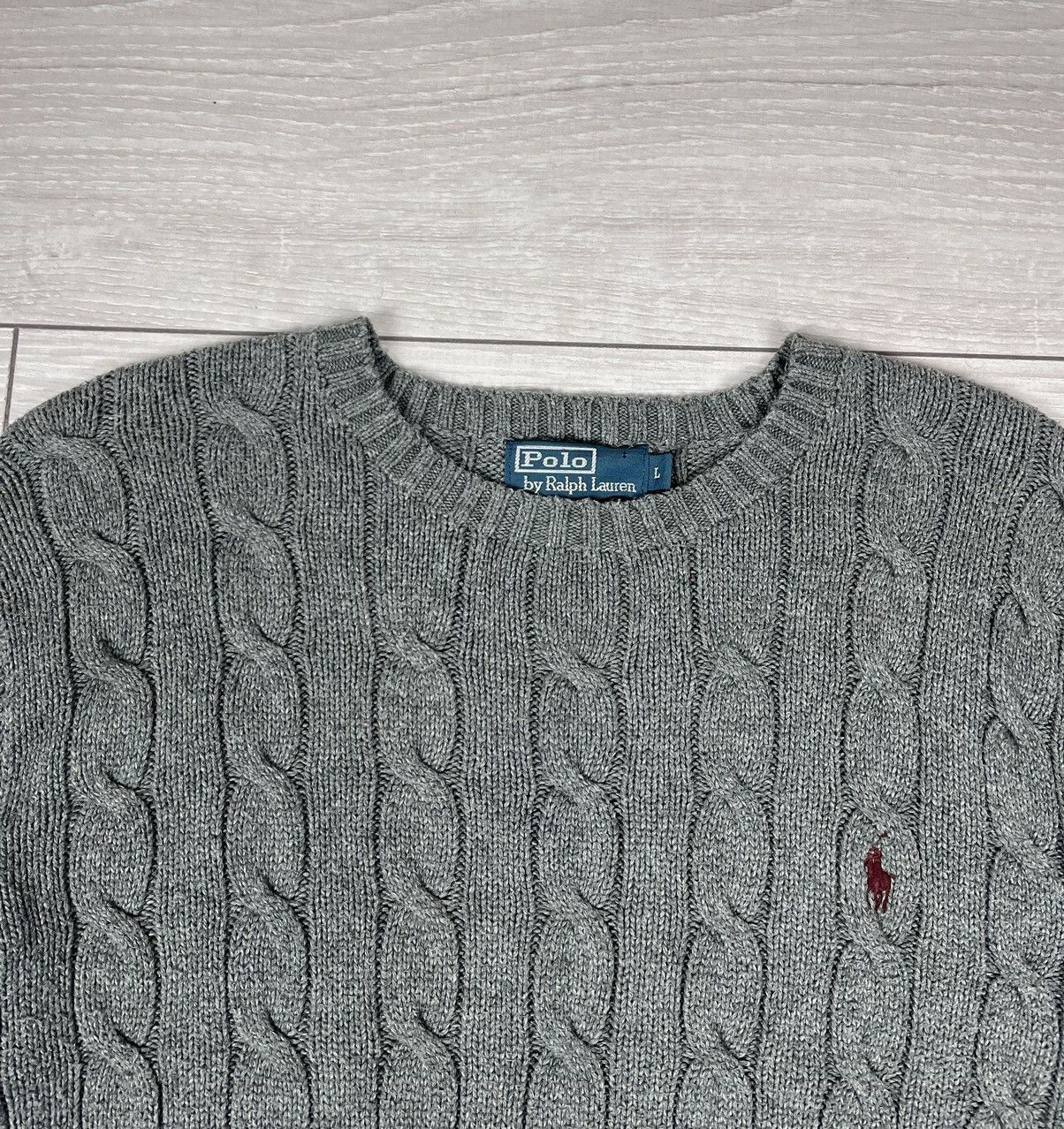 Polo Ralph Lauren Polo Ralph Lauren Vintage Cable Knit Grey Sweater Size US L / EU 52-54 / 3 - 4 Thumbnail