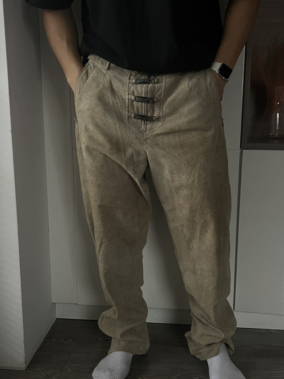 Leather ‼️Hand Made Leather Riding Casual Made in Italy Ykk Pants‼️ Size US 34 / EU 50 - 4 Thumbnail