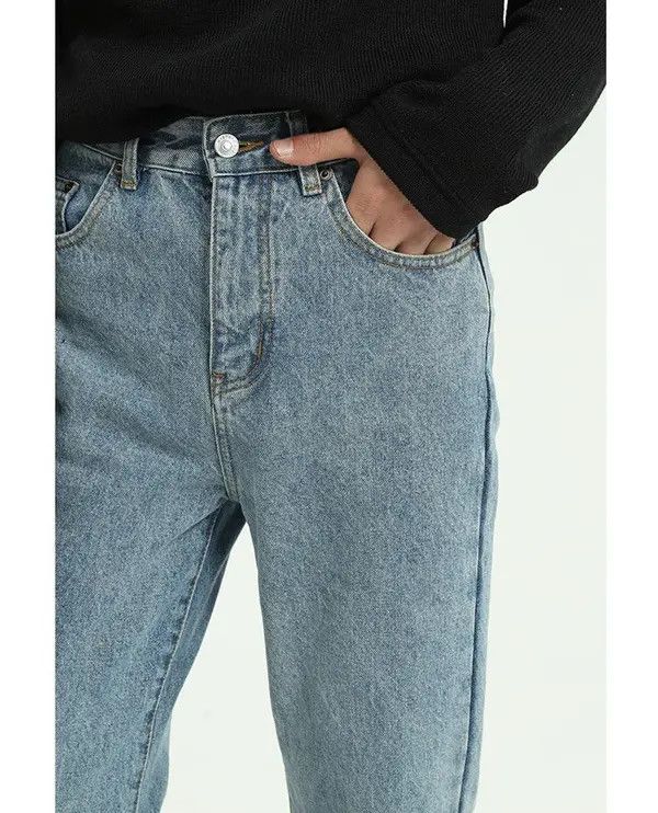VIBE Light Blue Retro Loose Straight Cropped Jeans Size US 32 / EU 48 - 5 Thumbnail