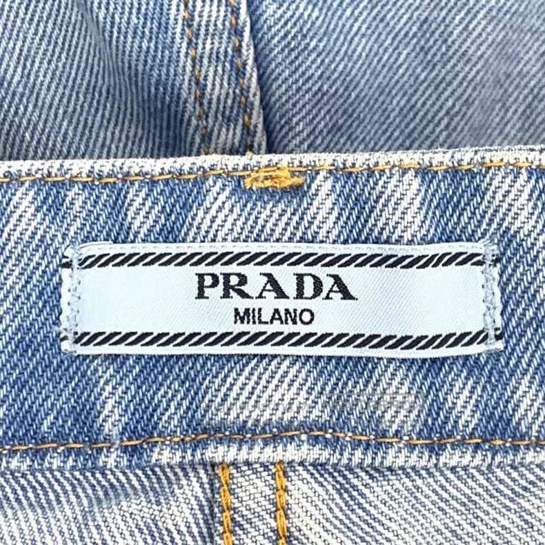 Prada Prada Blue washed triangle cotton casual denim shorts Size 25" / US 0 / IT 36 - 7 Thumbnail