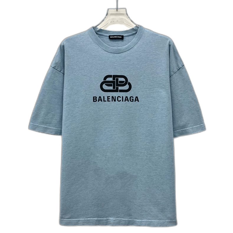 Balenciaga Balenciaga Blue Logo Cotton T-Shirt Size L Size US L / EU 52-54 / 3 - 1 Thumbnail