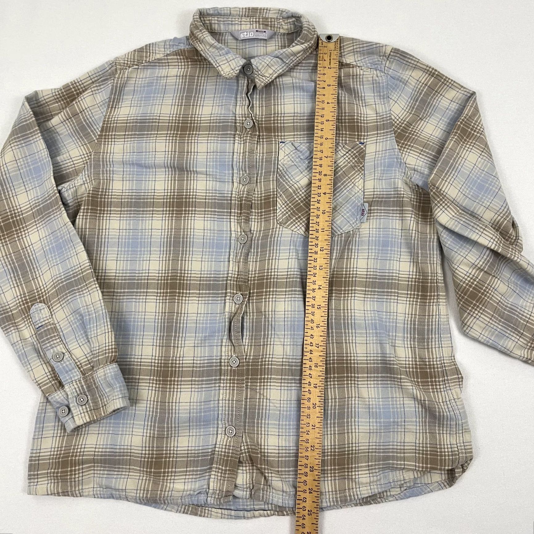Vintage Stio Dovetail Shirt Womens Medium Brown Blue Plaid Organic Cotton Button Up Hike Size M / US 6-8 / IT 42-44 - 4 Thumbnail
