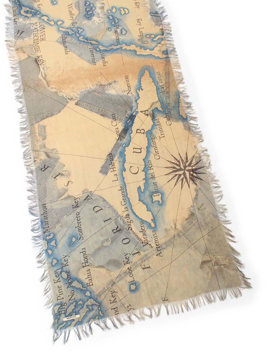 Kapital Kapital Rayon Fringe Scarf KAYO HUESO denim map Size ONE SIZE - 7 Thumbnail