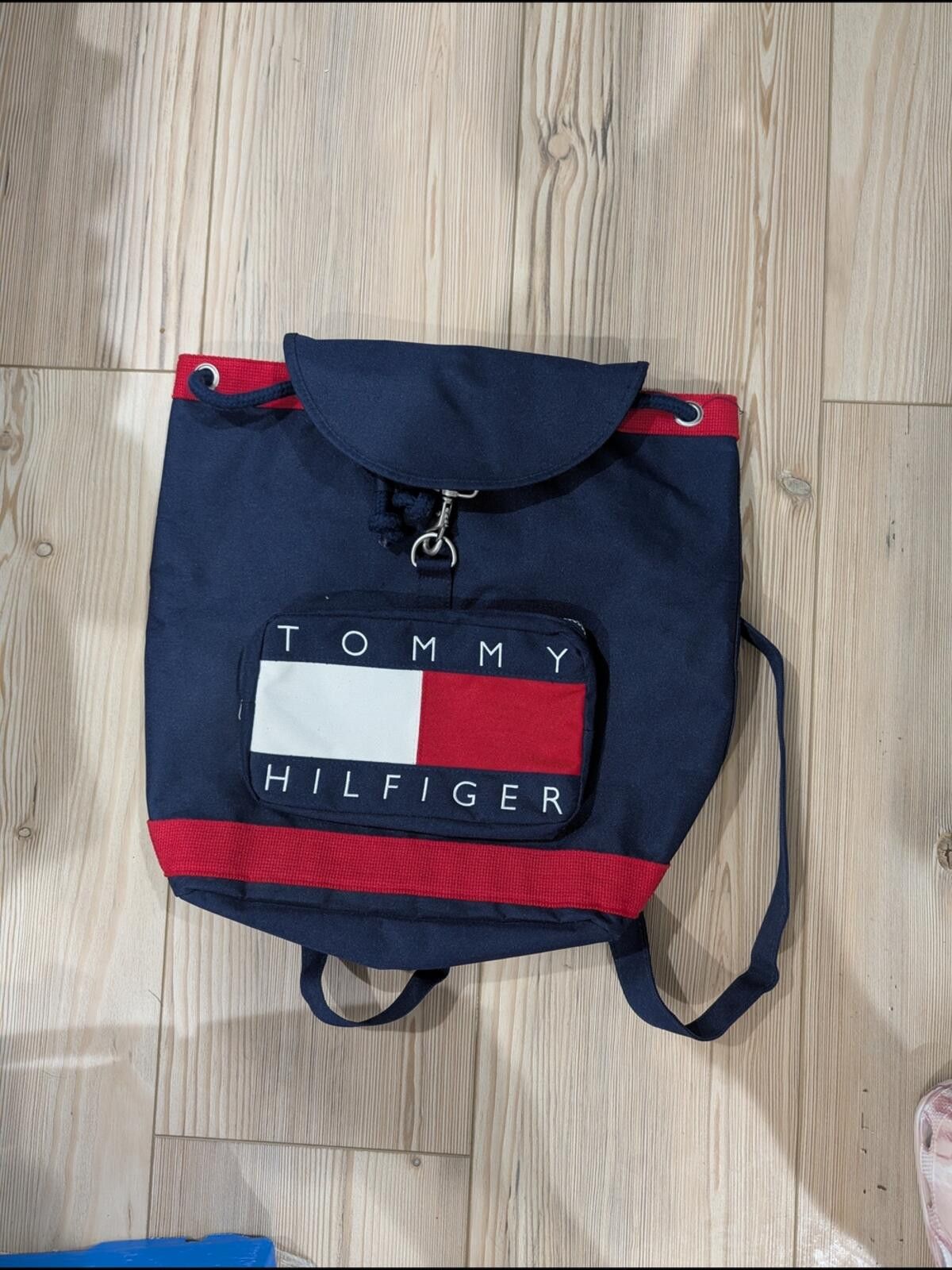 Tommy Hilfiger Vintage Tommy Hilfiger Navy Red Canvas Backpack Size ONE SIZE - 2 Thumbnail