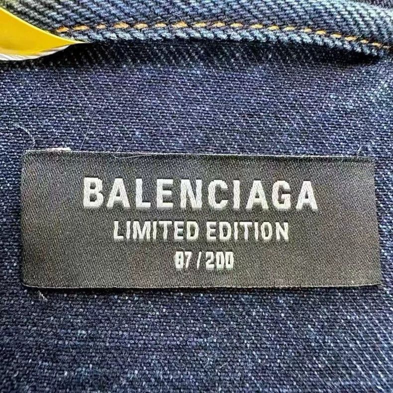 Balenciaga blue washed embroidered logo denim jacket-2506