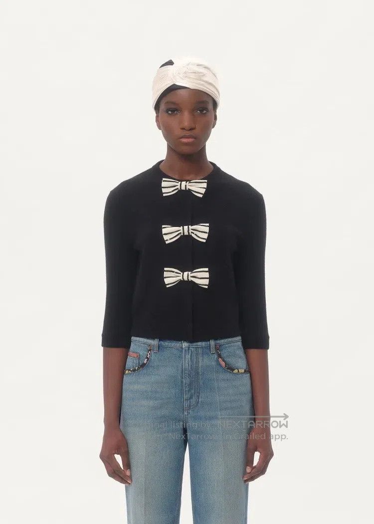 Valentino Valentino Wool embroidered bow cardigan Size S / US 4 / IT 40 - 6 Thumbnail