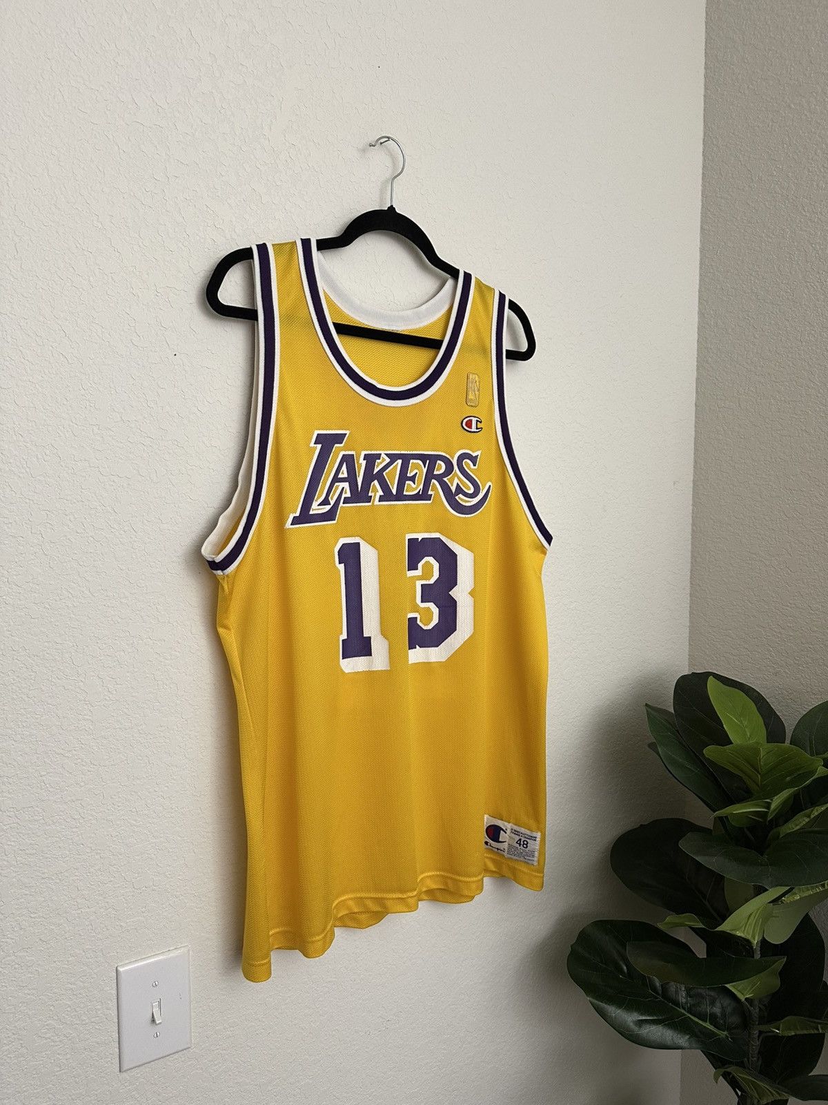90s Lakers Wilt Chamberlain Gold NBA Logo Champion Jersey