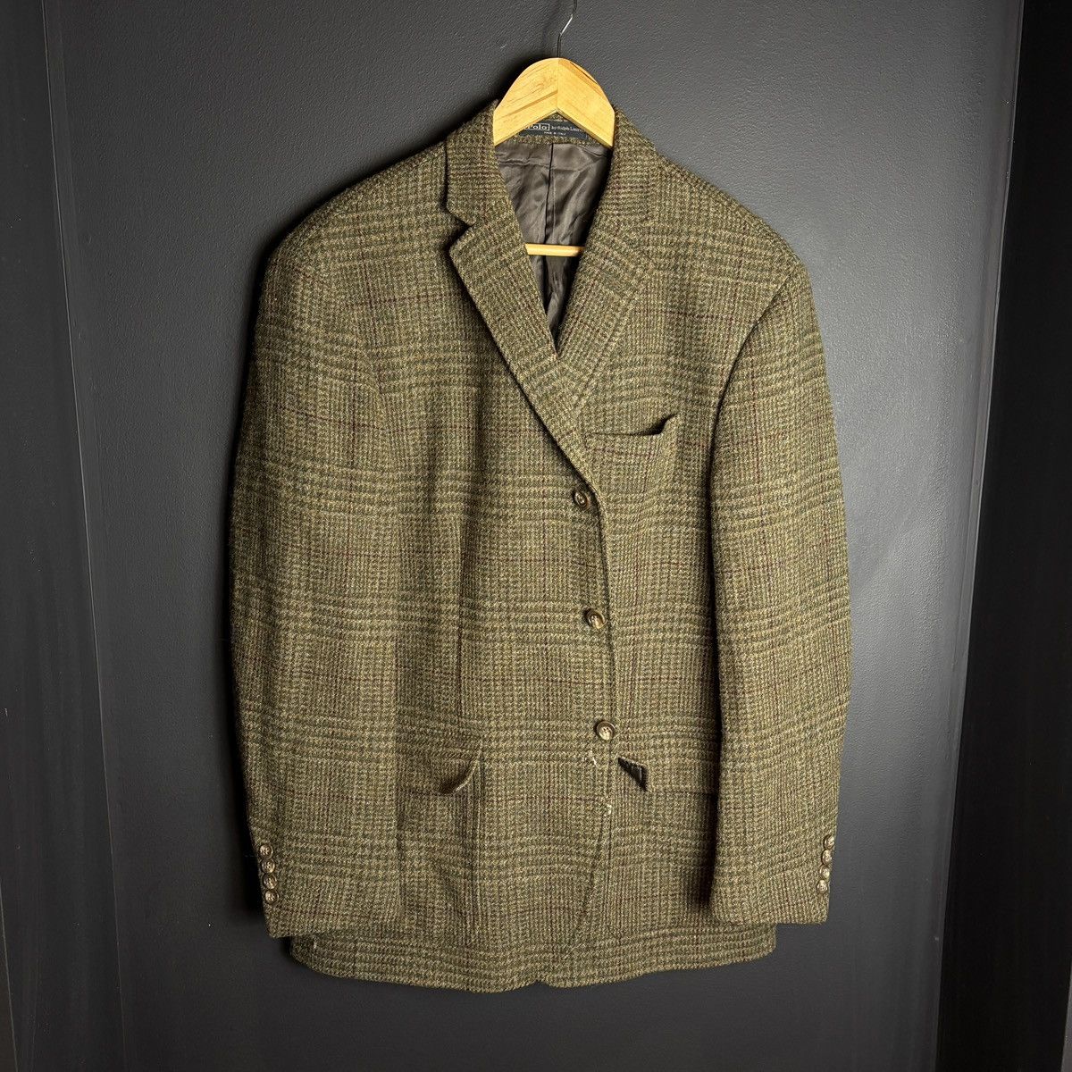 Harris Tweed × Polo Ralph Lauren × Vintage Vintage Polo Ralph Lauren Blazer Vintage Tweed Wool Plaid Size 44R - 2 Thumbnail