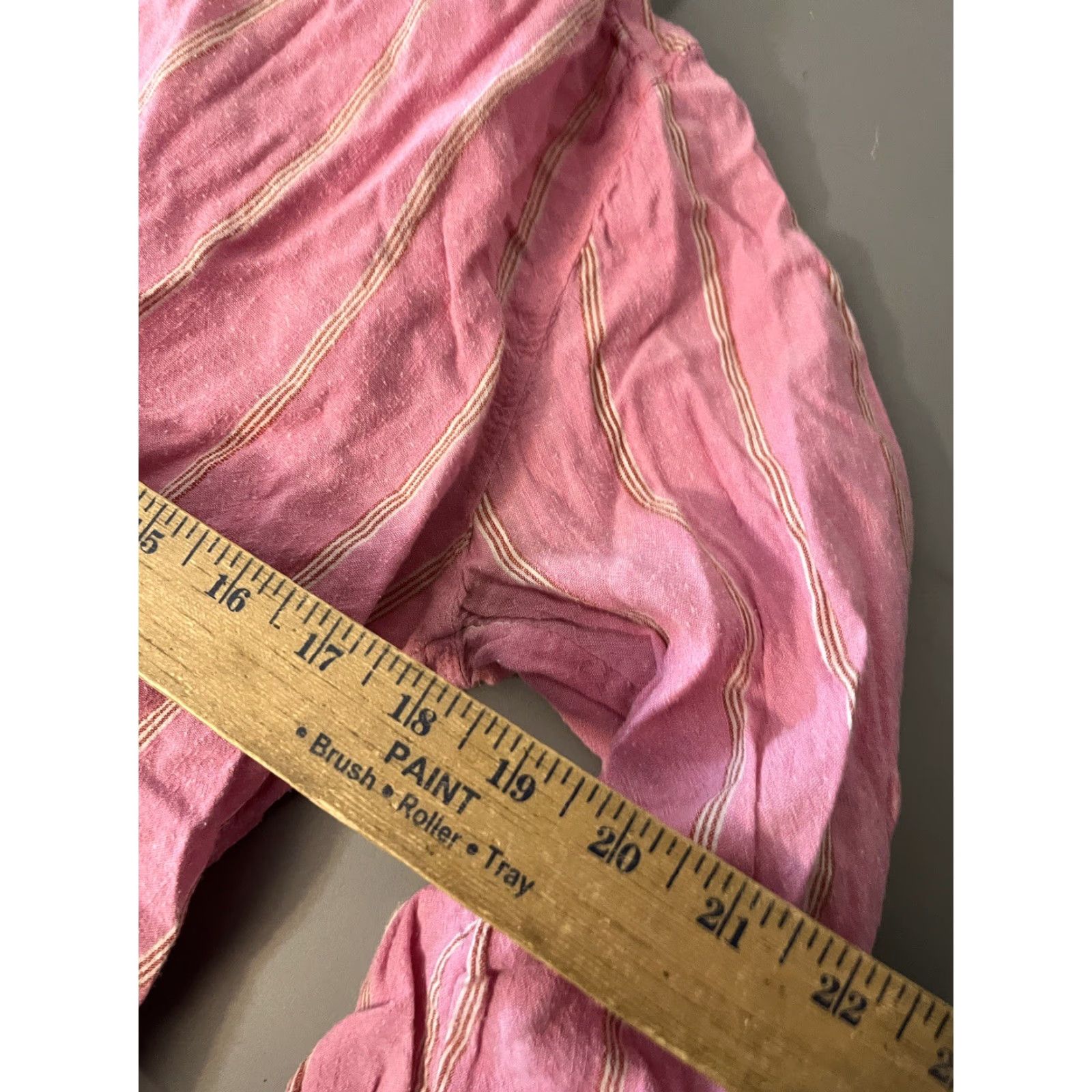 Old Navy OLD NAVY Women Blouse Small Pink White Striped Long Sleeve V-Neck Machine Washable Size S / US 4 / IT 40 - 5 Thumbnail