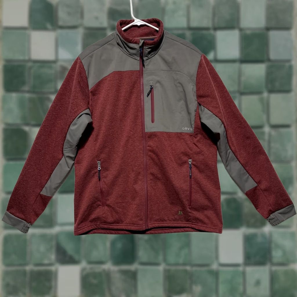 Orvis ORVIS Hybrid Wool Fleece Full Zip Jacket Coat Men L Maroon Gray Size US L / EU 52-54 / 3 - 1 Thumbnail