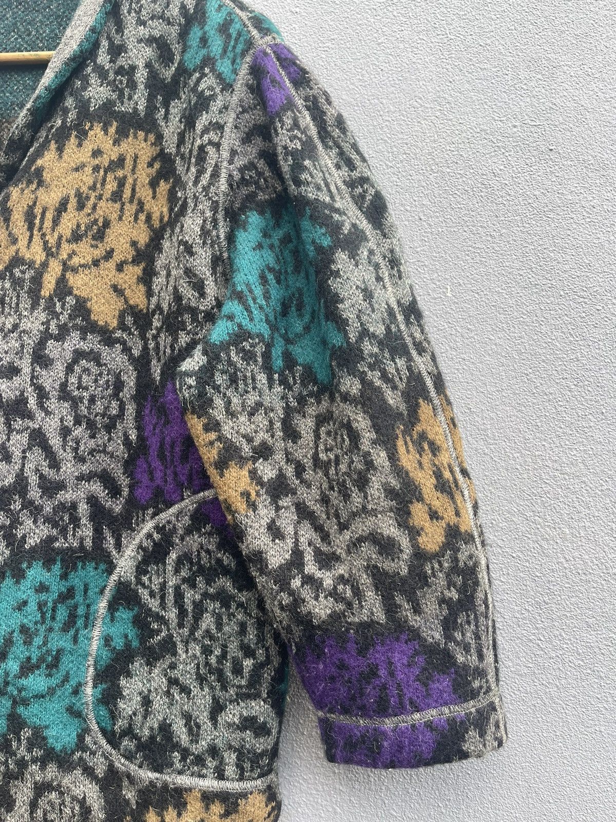 Designer Vintage Castleberry New York Wool Jacket Bold Floral Pattern Size L / US 10 / IT 46 - 8 Thumbnail