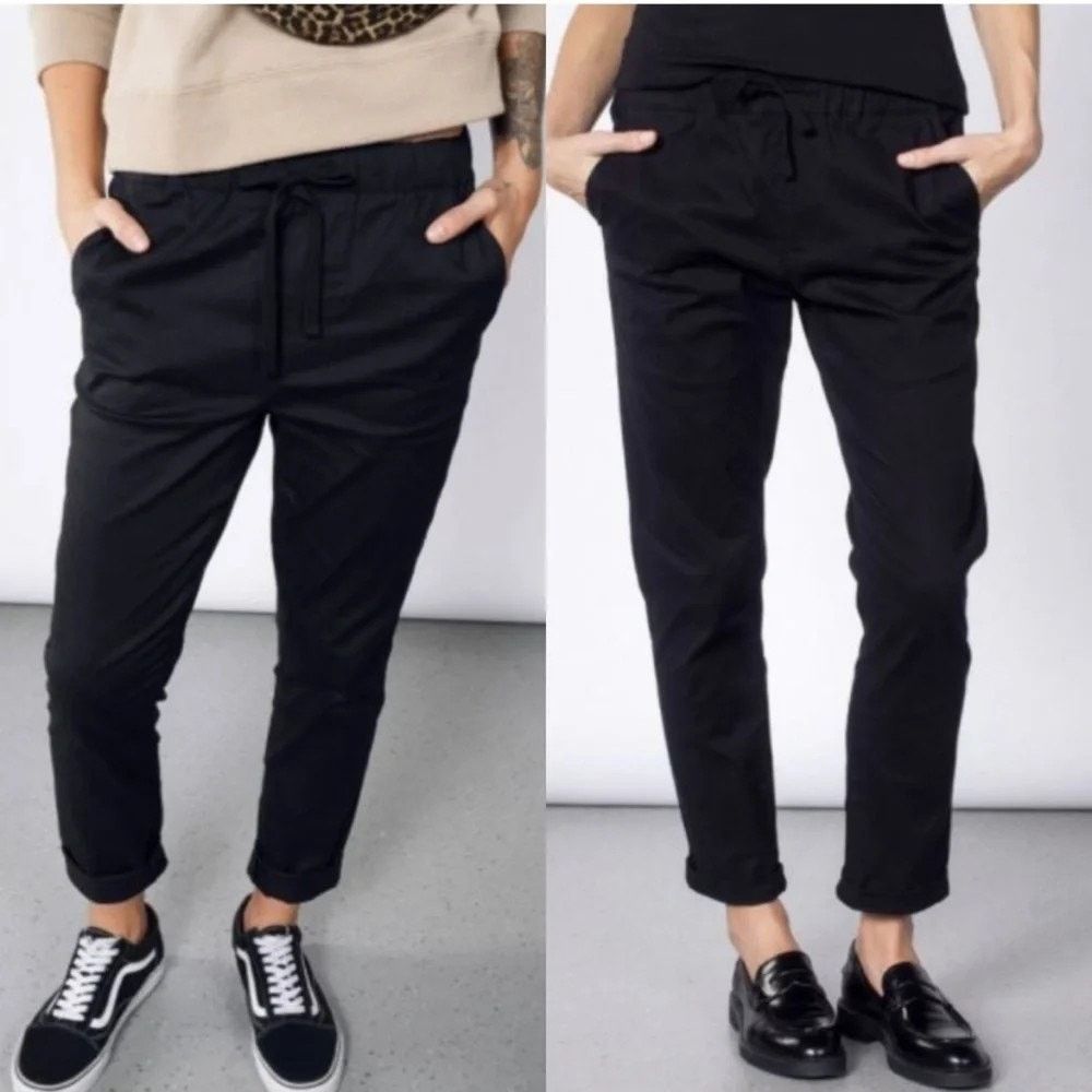 Wildfang Wildfang | Black Essential Drawstring Pants | Size Medium Size 32" / US 10 / IT 46 - 1 Thumbnail