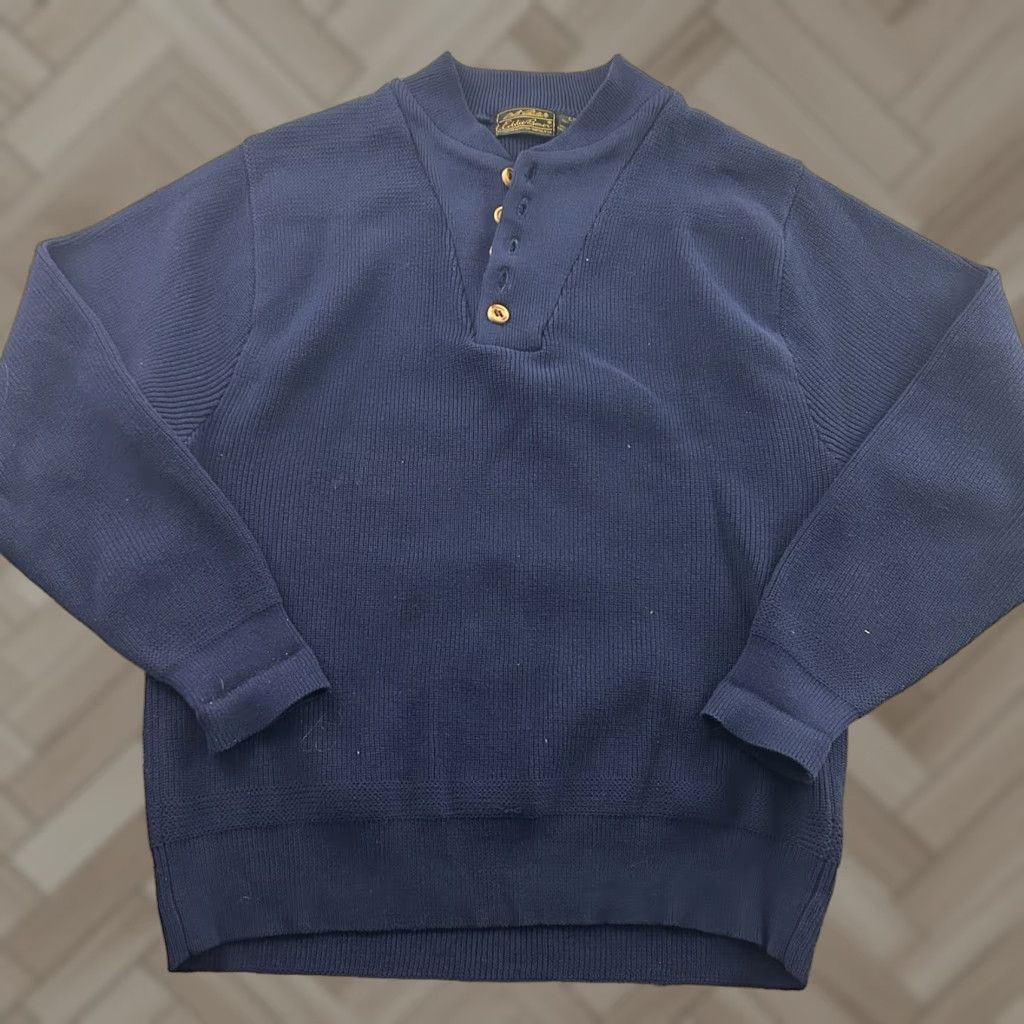 Eddie Bauer VINTAGE Eddie Bauer Sweater Shirt Mens Large Blue Cotton Button Front Pullover Size US L / EU 52-54 / 3 - 1 Thumbnail