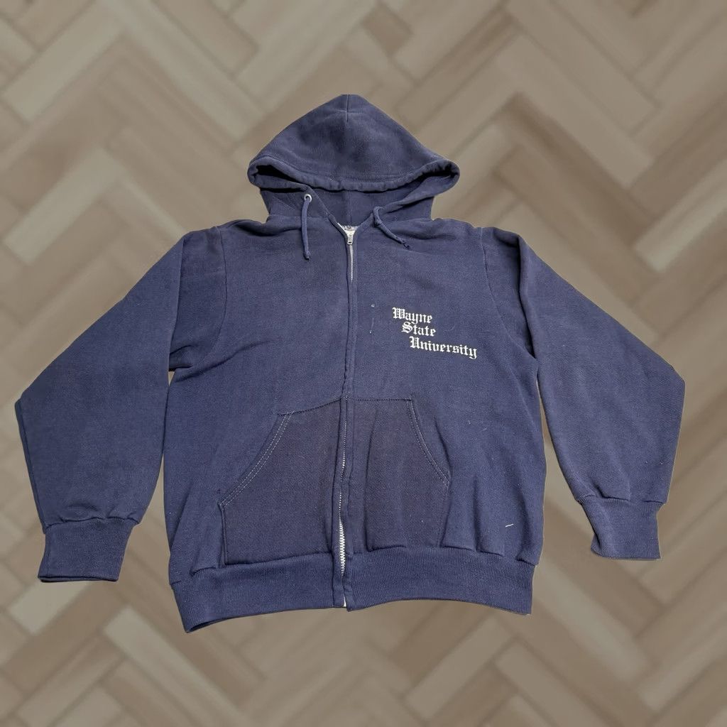 Vintage VINTAGE Wayne State University Detroit Sweatshirt Zip Up Hoodie Size Small Blue Crew Neck Full Zip Mens S Size US S / EU 44-46 / 1 - 1 Thumbnail
