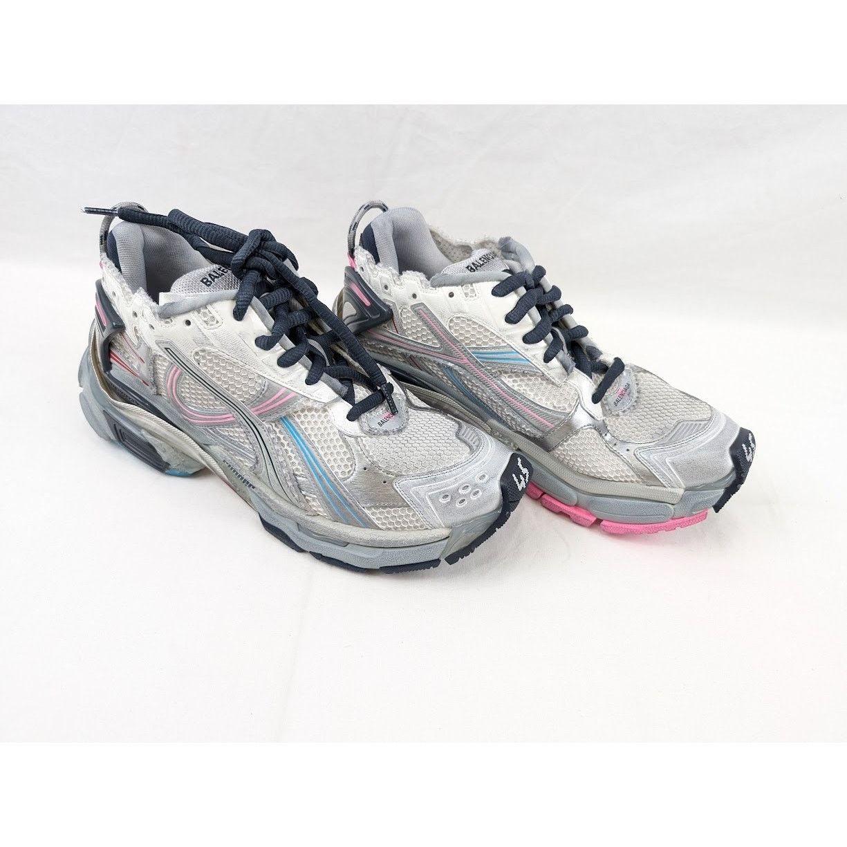 Balenciaga o1rshd1 Mesh Rubber Runners in Eggsh/Grey/Pink/Blue Size US 12 / EU 45 - 14 Thumbnail