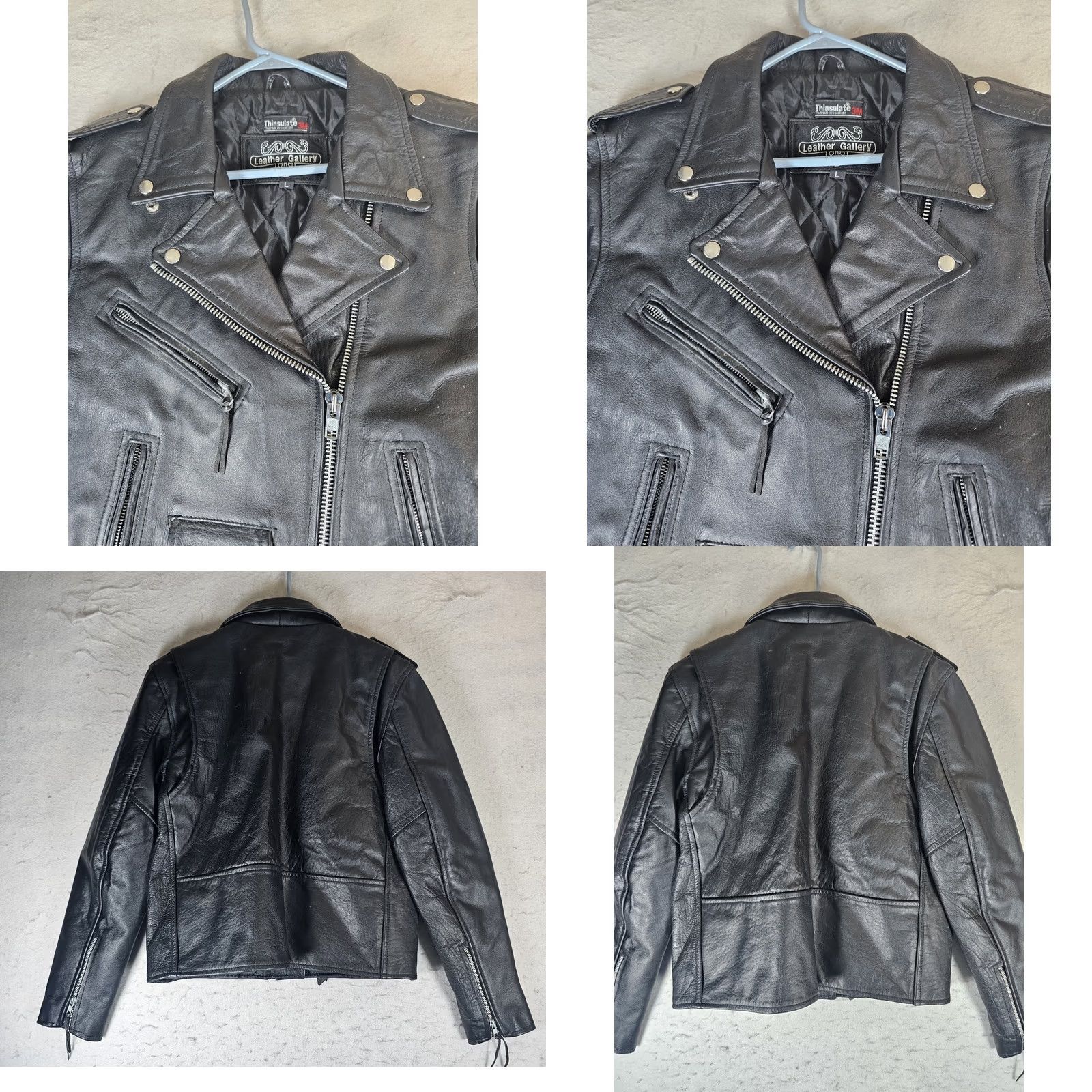 Vintage VINTAGE Leather Gallery Thinsulate Lined Leather Biker Jacket Belted Size Large Black - Men’s? Women’s? Unisex Adults (Motorcycle Jacket) Size US L / EU 52-54 / 3 - 8 Thumbnail
