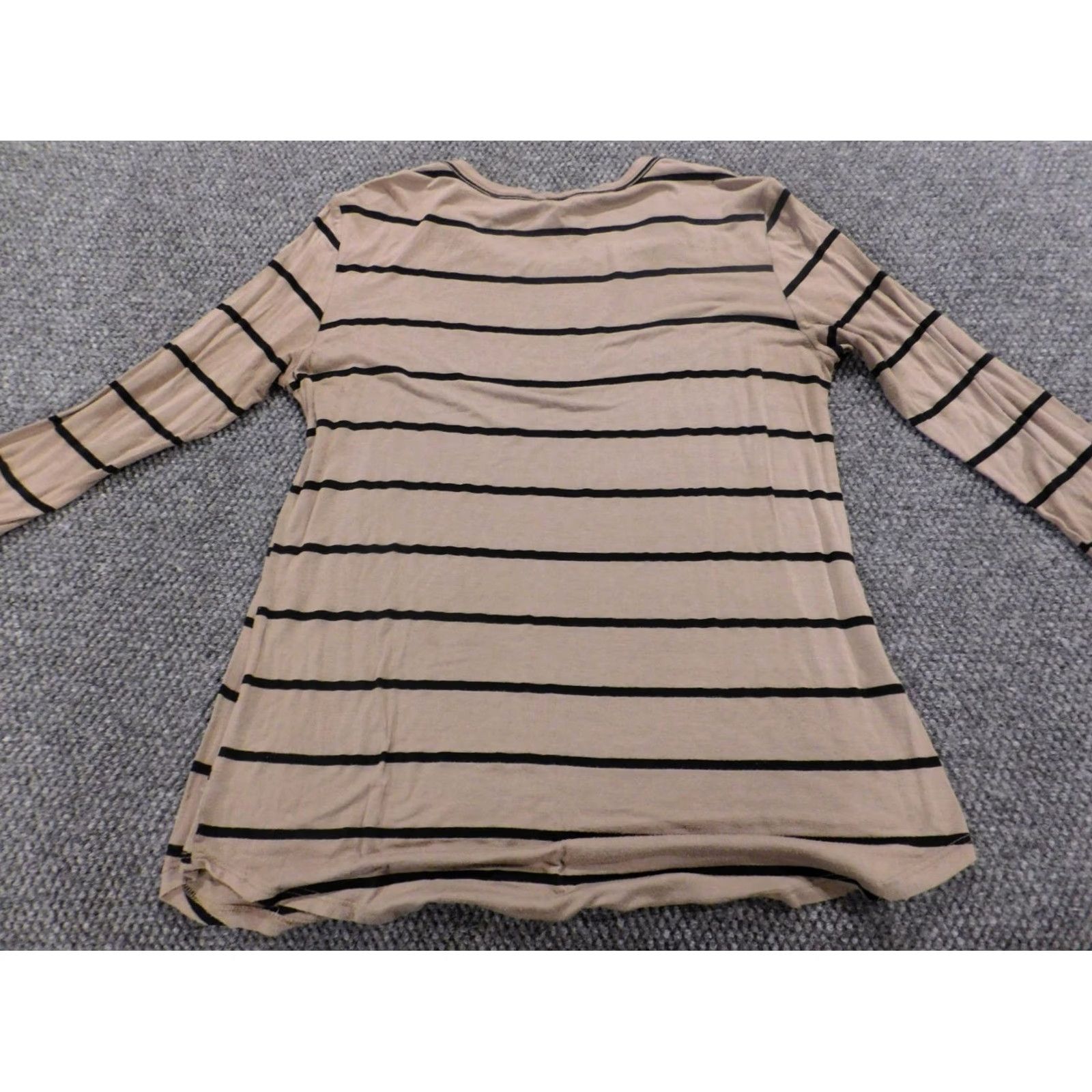 Vintage Flashbob Blouse Short Sleeve Woven Polyester Brown Striped High Neck Pullover Crew Casual XL Women’s Size XL / US 12-14 / IT 48-50 - 7 Thumbnail
