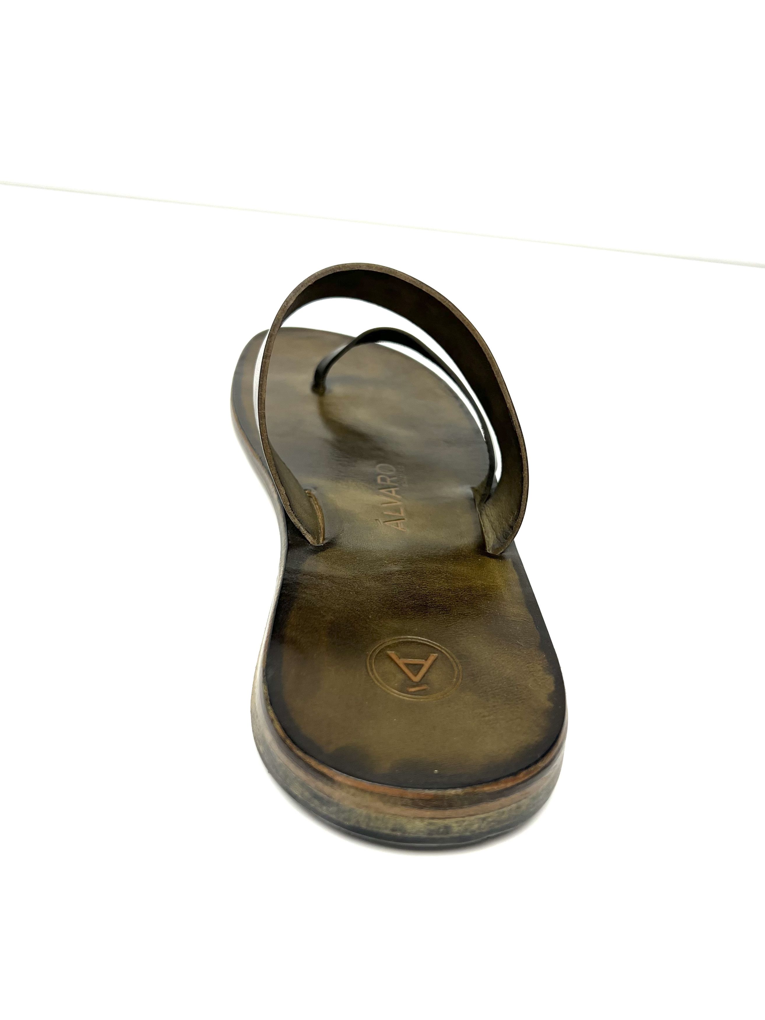 Other ALVARO GONZALEZ, MILITARY GREEN LEATHER HAND MADE, SLIDE Size US 11 / EU 44 - 14 Thumbnail