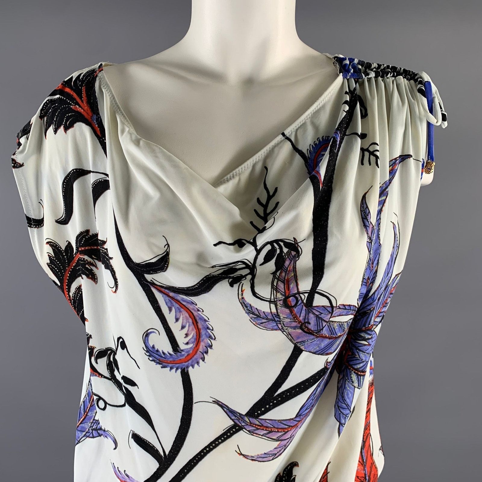 Roberto Cavalli ROBERTO CAVALLI Size M Nylon Blend Feather Drop Waist Dress Size M / US 6-8 / IT 42-44 - 2 Thumbnail