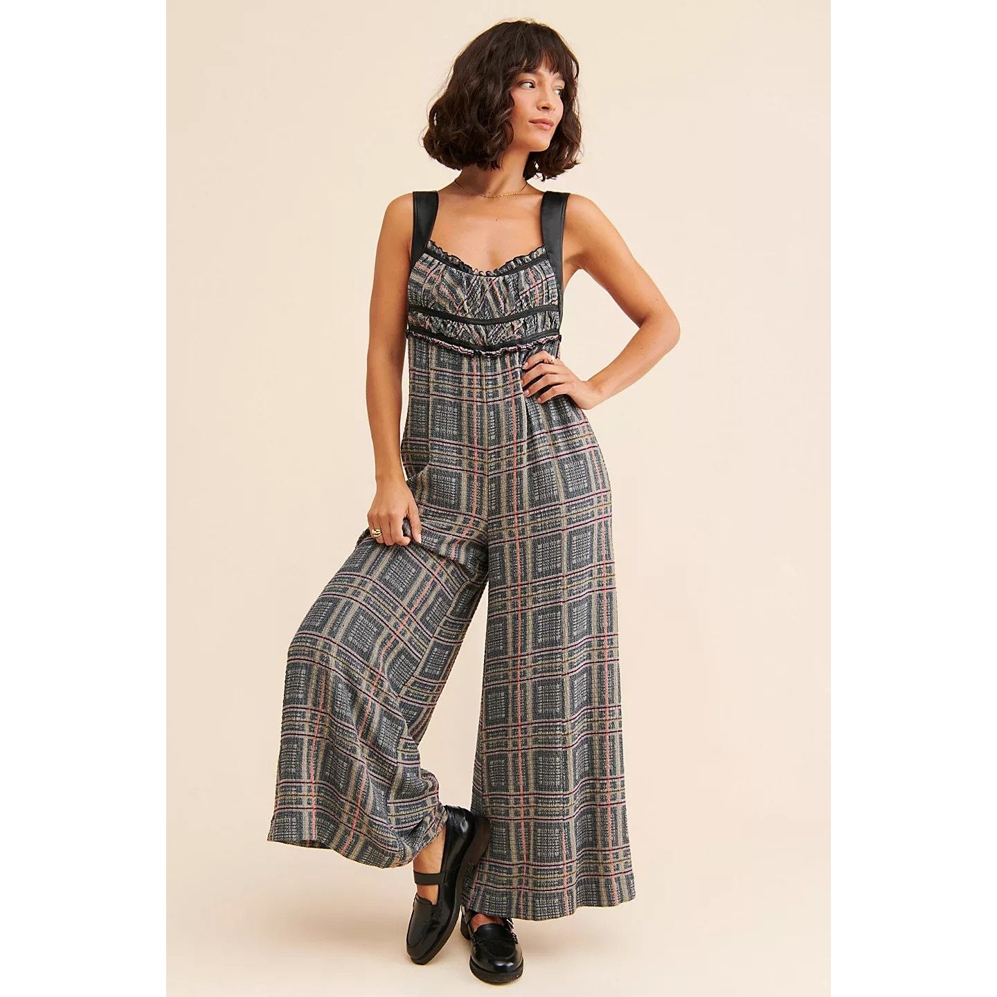 Free People New Free People Marley Plaid One-Piece Jumpsuit $188 SMALL Size 28" / US 6 / IT 42 - 1 Thumbnail