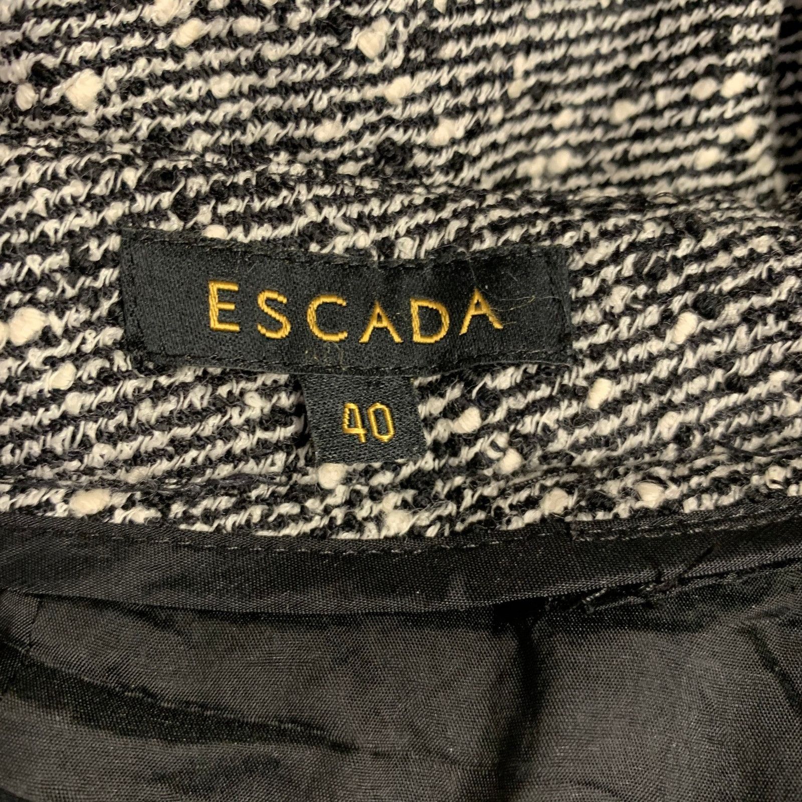 Escada Size 12 Black White Wool Blend Tweed Zip Fly Dress Pants Size 34" / US 12 / IT 48 - 4 Thumbnail